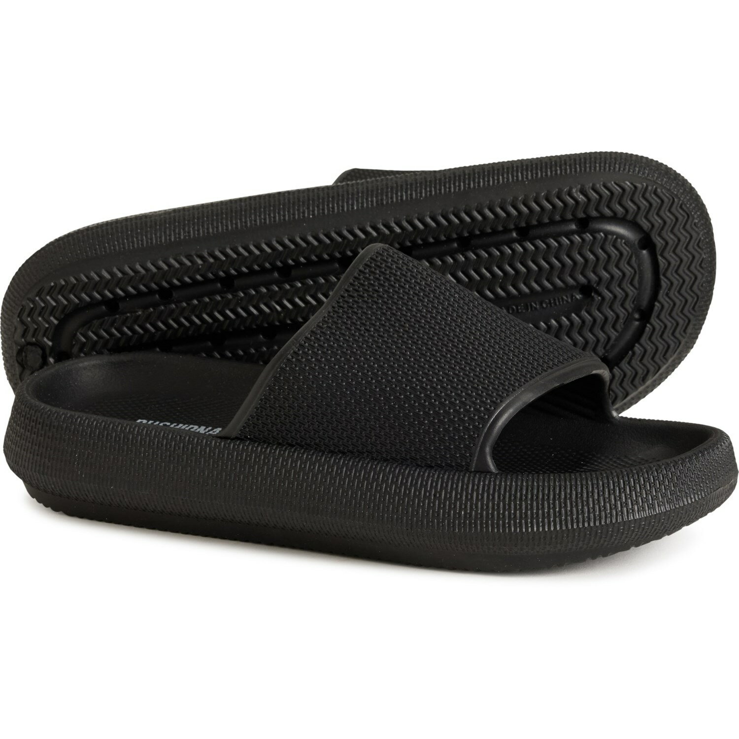 (取寄) クッションネア ボーイズ フェザー スライド サンダル Cushionaire Boys Feather Slide Sandals Black