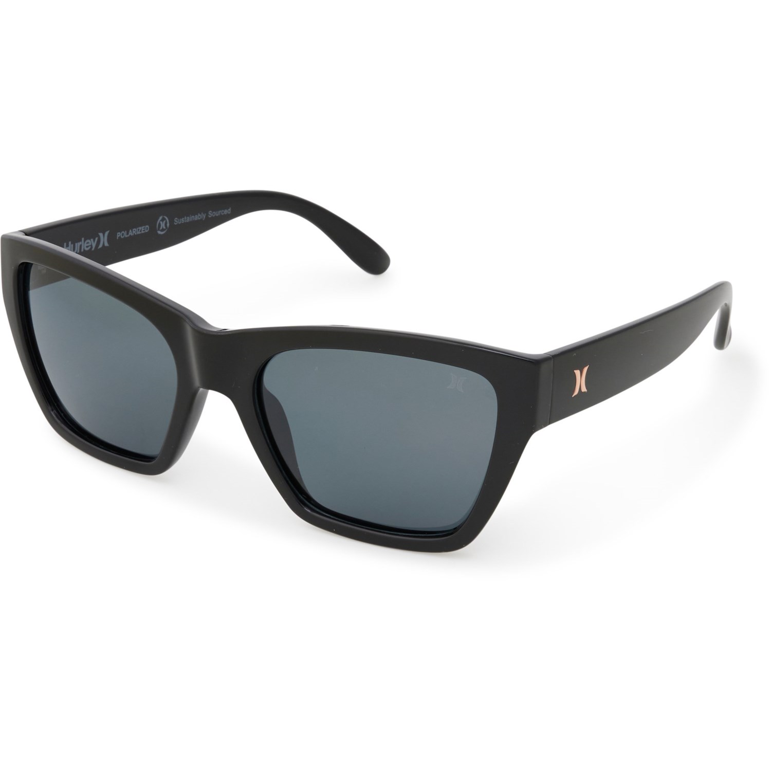 (取寄) ハーレー ワイド テンプル バタフライ サングラス - ポーラライズド Hurley Wide Temple Butterfly Sunglasses - Polarized Black