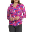 (取寄) イブクル アジャスタブル レングス ポロ シャツ - Upf 50以上, ジップ ネック, ロング スリーブ IBKUL Adjustable Length Polo Shirt - UPF 50+, Zip Neck, Long Sleeve Nadia Hp/Watermelon(4)