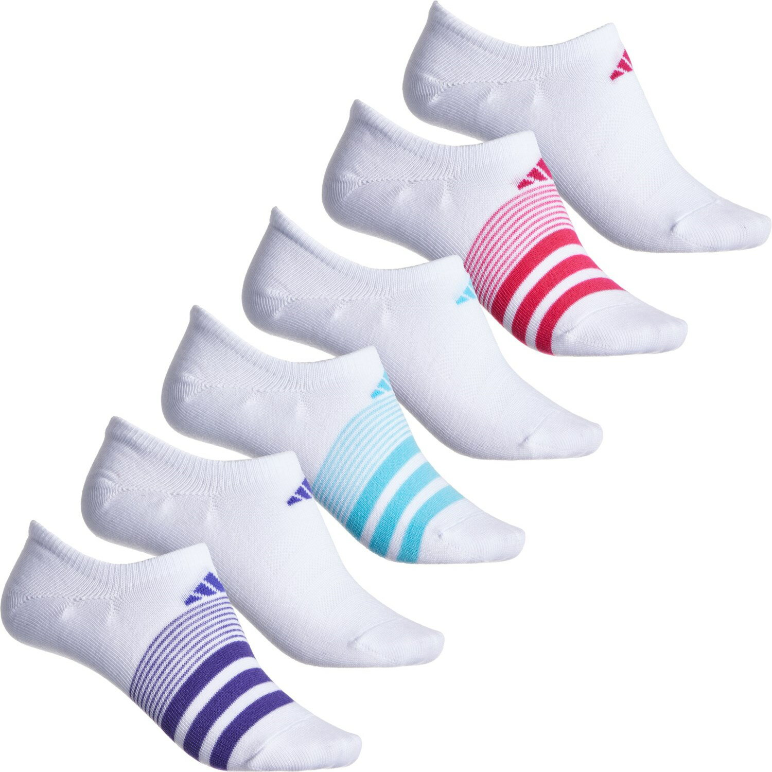 (取寄) アディダス レディース スーパーライト スーパー ノーショー スポーツ ライナー ソックス adidas women Superlite Super No-Show Sport Liner Socks (For Women) White/Blue/Pink(4)