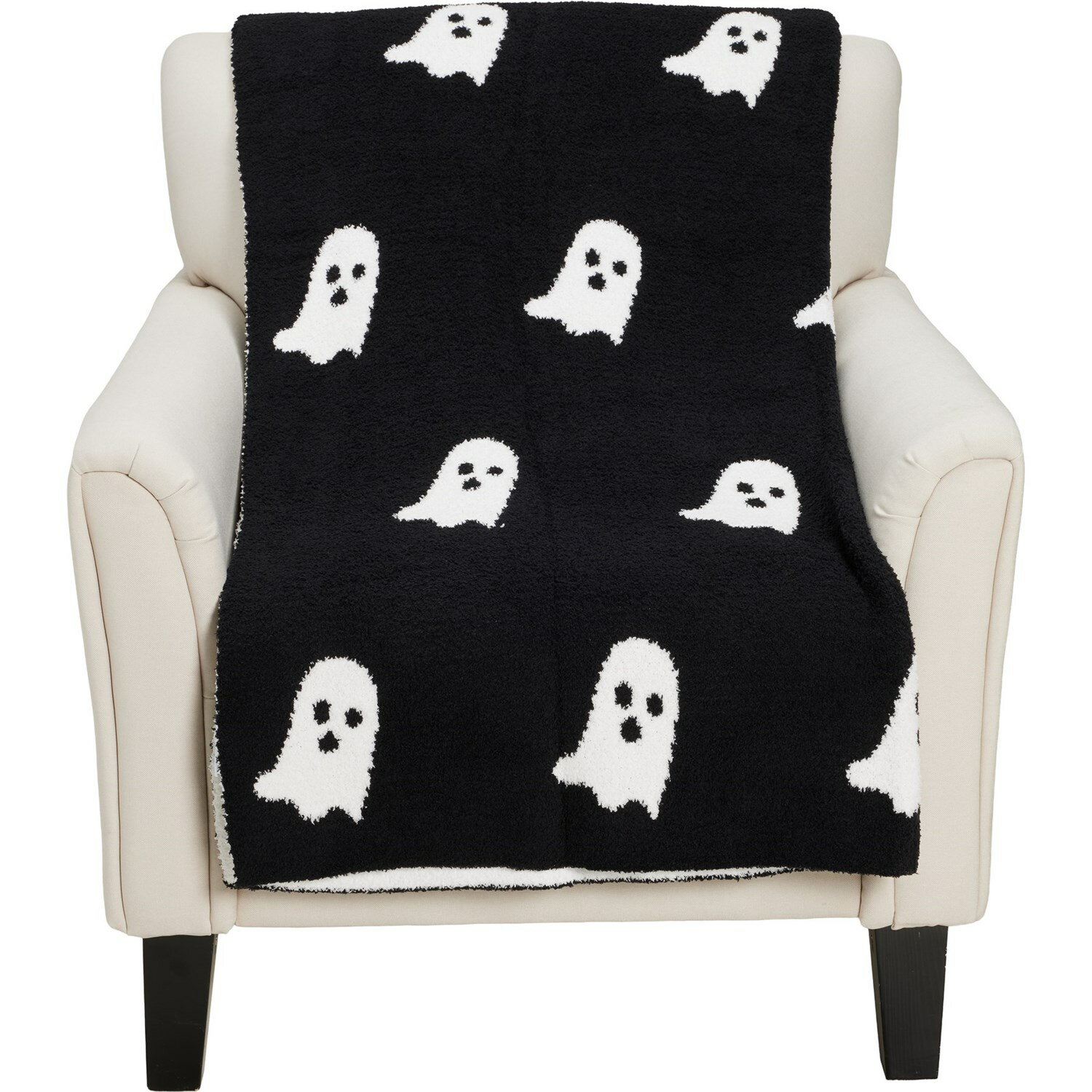 (取寄) カップケーキ&カシミア ゴースツ スロー ブランケット アンド ソックス セット - 50x70インチ Cupcakes & Cashmere Ghosts Feather-Knit Throw Blanket and Socks Set - 50x70” Black/White