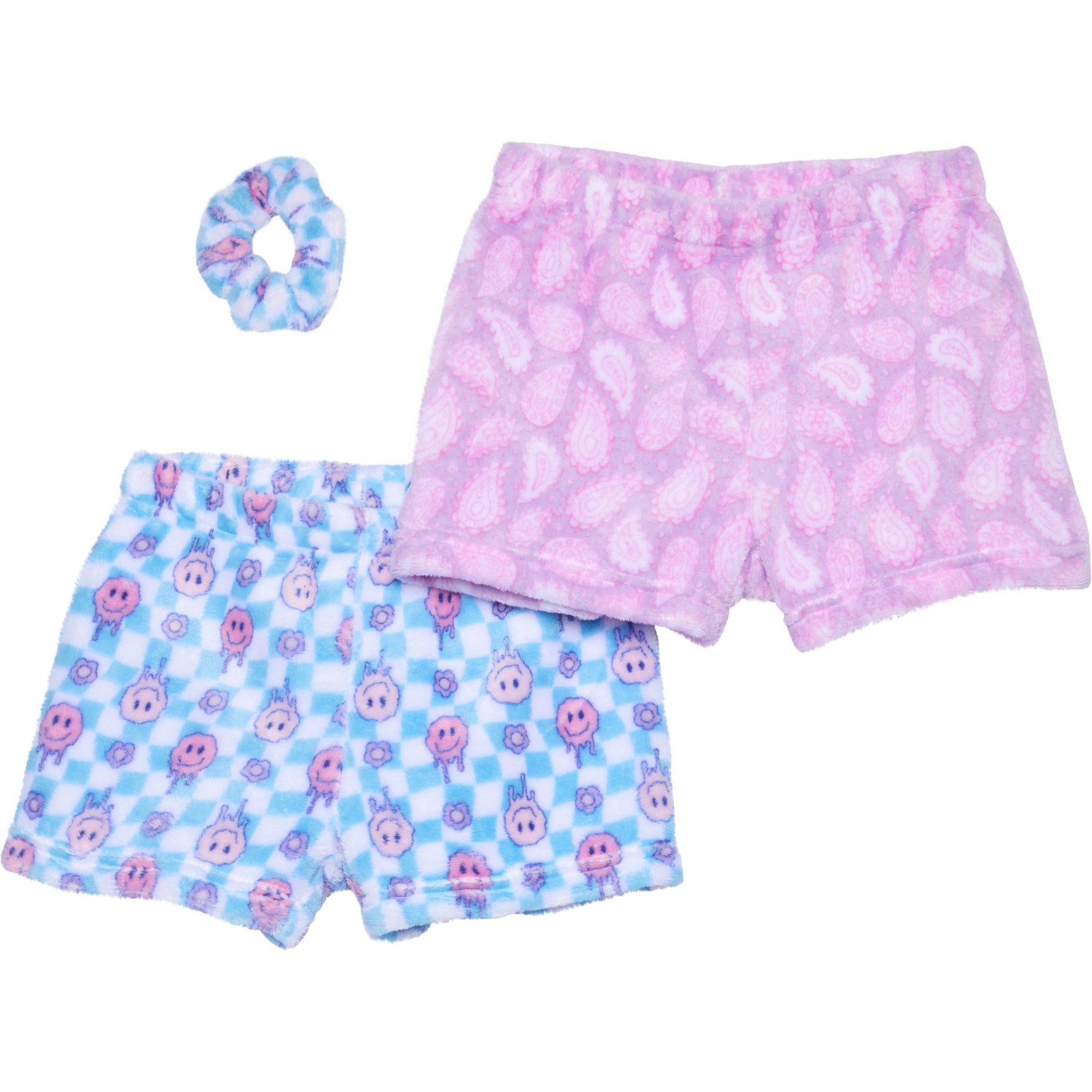 (取寄) ビッグ ガールズ プラッシュ スリープ ショーツ ウィズ ヘアバンド - 2-パック HAPPY THREADS Big Girls Plush Sleep Shorts with Hairband - 2-Pack Turquoise