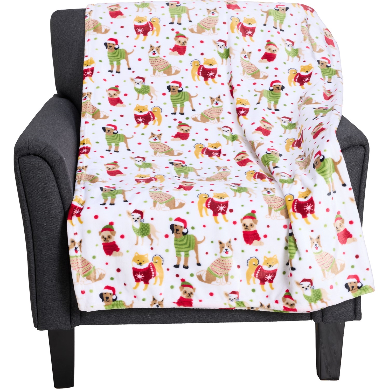 (取寄) ジングル＆ジョイ セーター ドッグス スロー ブランケット - 60x70インチ Jingles & Joy Sweate..