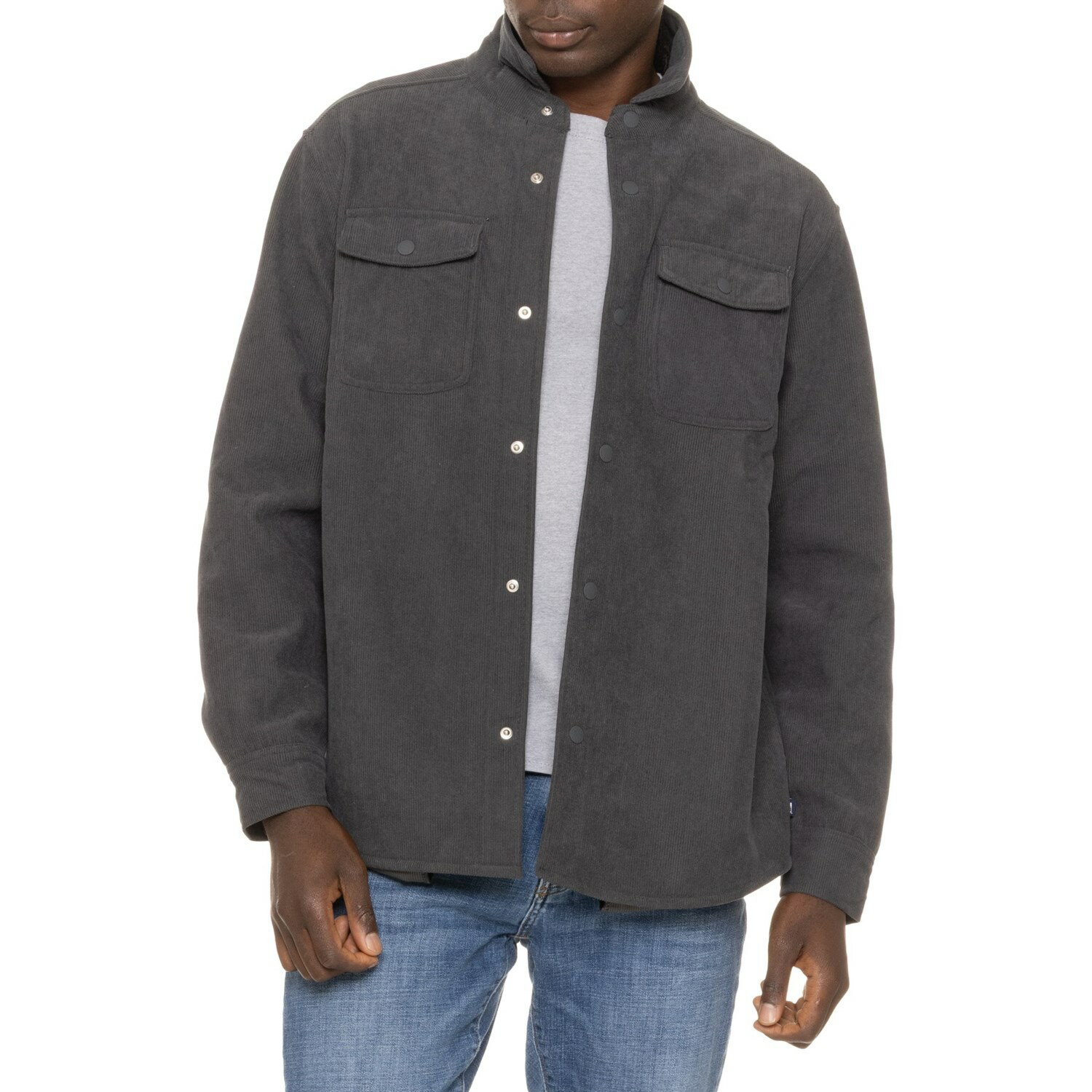 (取寄) ランズエンド クリフトン コーデュロイ シャツ ジャケット - フリース ラインド, スナップ フロ..