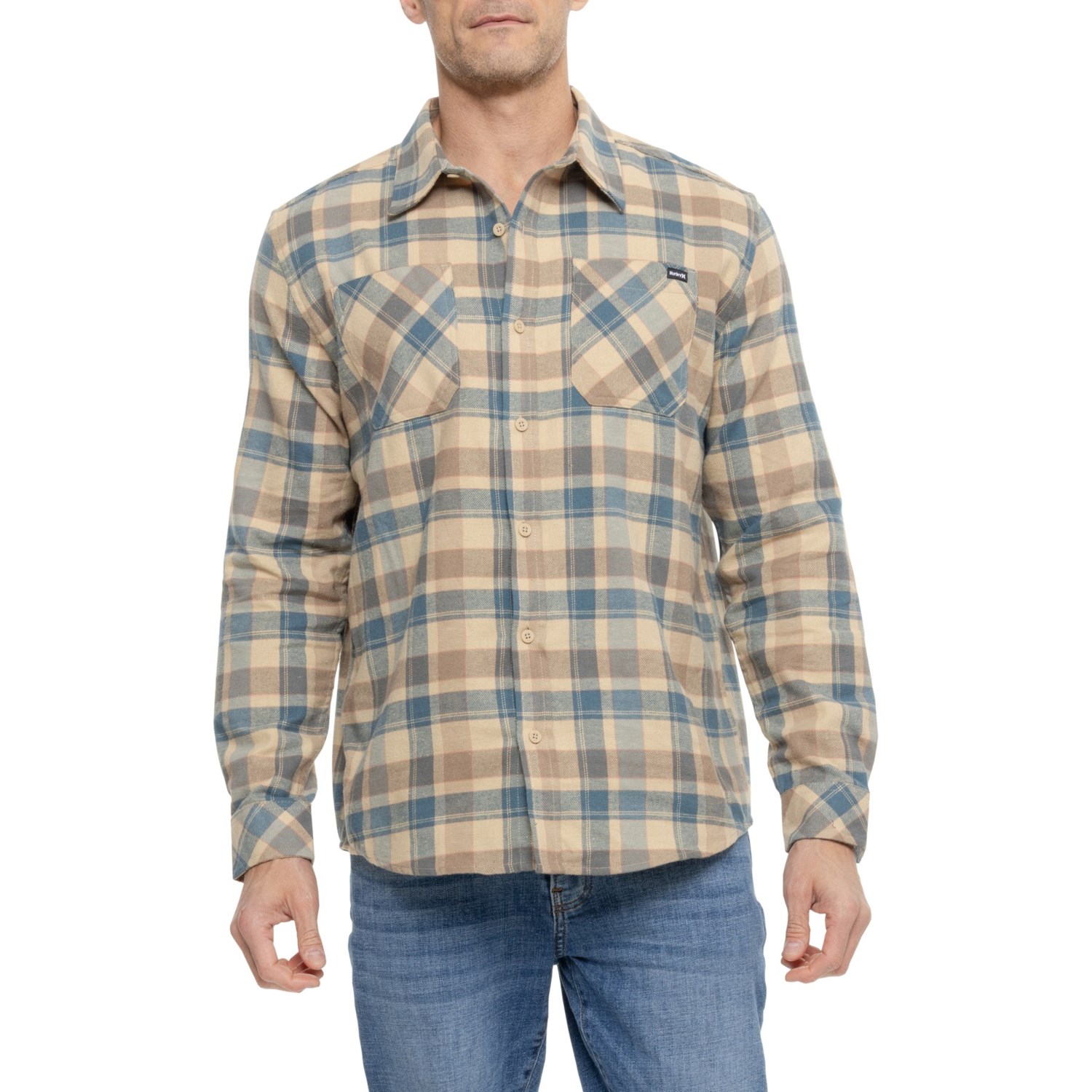(取寄) ハーレー プレイド フランネル ボタンアップ シャツ - ロング スリーブ Hurley Plaid Flannel Button-Up Shirt - Long Sleeve Hazelnut