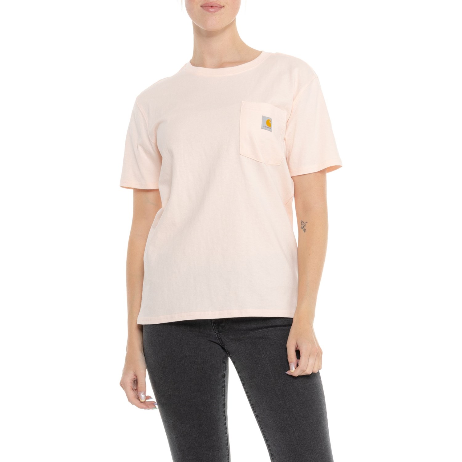 (���) �J�[�n�[�g 103067 ���[�Y �t�B�b�g �w�r�[�E�F�C�g �|�P�b�g T-�V���c - �V���[�g �X���[�u Carhartt 103067 Loose Fit Heavyweight Pocket T-Shirt - Short Sleeve Georgia Peach