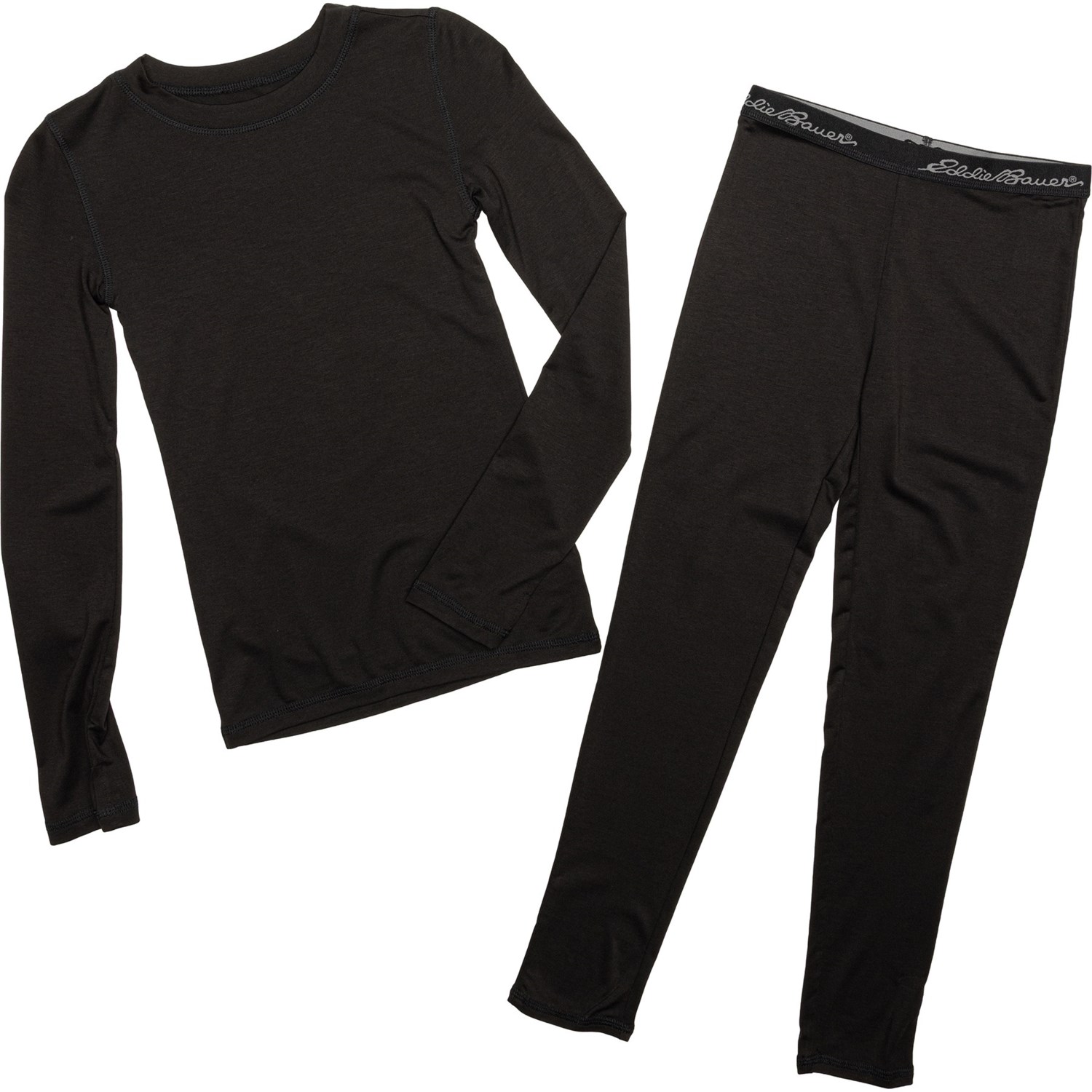(取寄) エディーバウアー ビッグ ボーイズ アンド ガールズ ベース レイヤー セット - ロング スリーブ Eddie Bauer Big Boys and Girls Base Layer Set - Long Sleeve Black