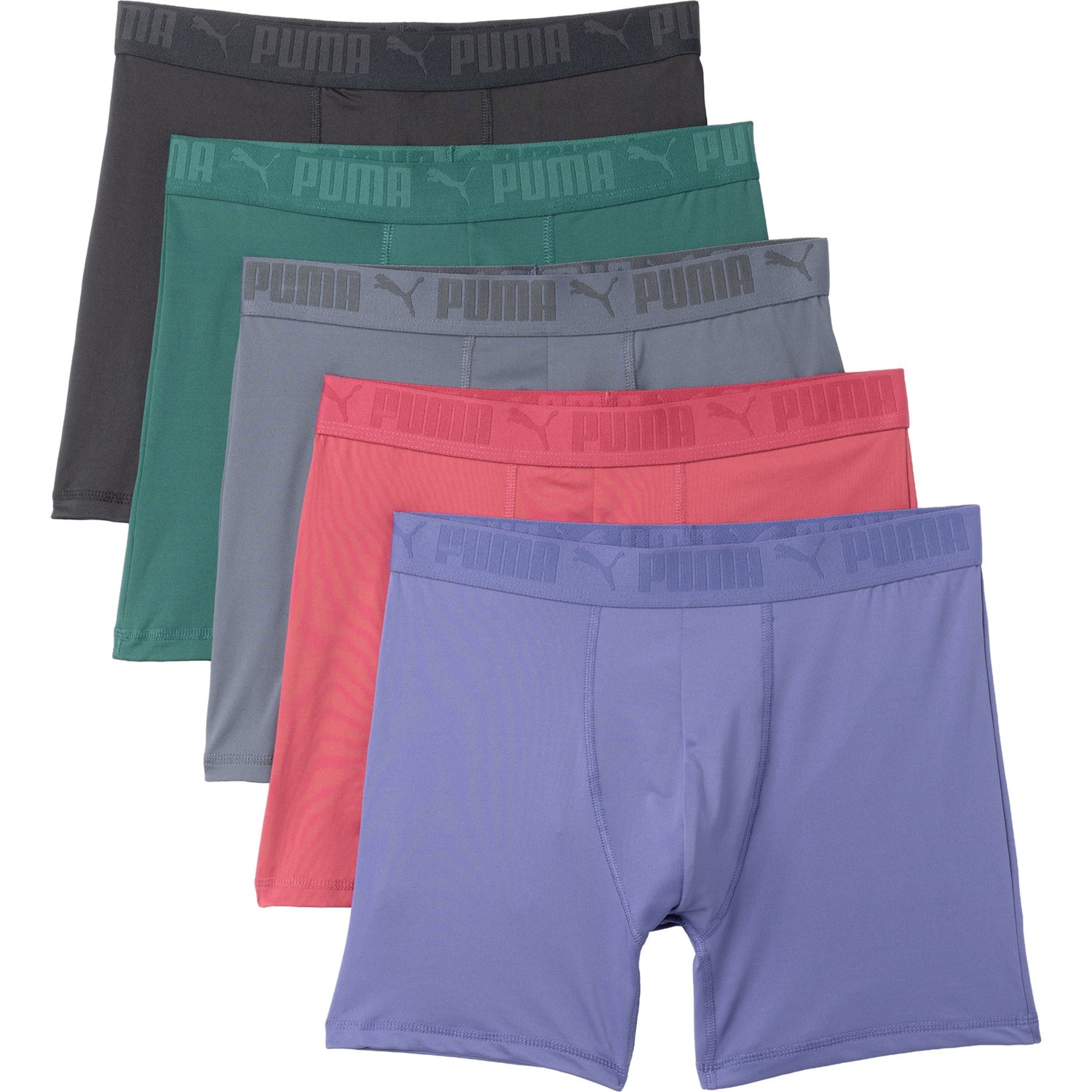 (取寄) プーマ スポーツ-パフォーマンス ニット ボクサー ブリーフ - 5-パック Puma Sport-Performance Knit Boxer Briefs - 5-Pack Black/Red