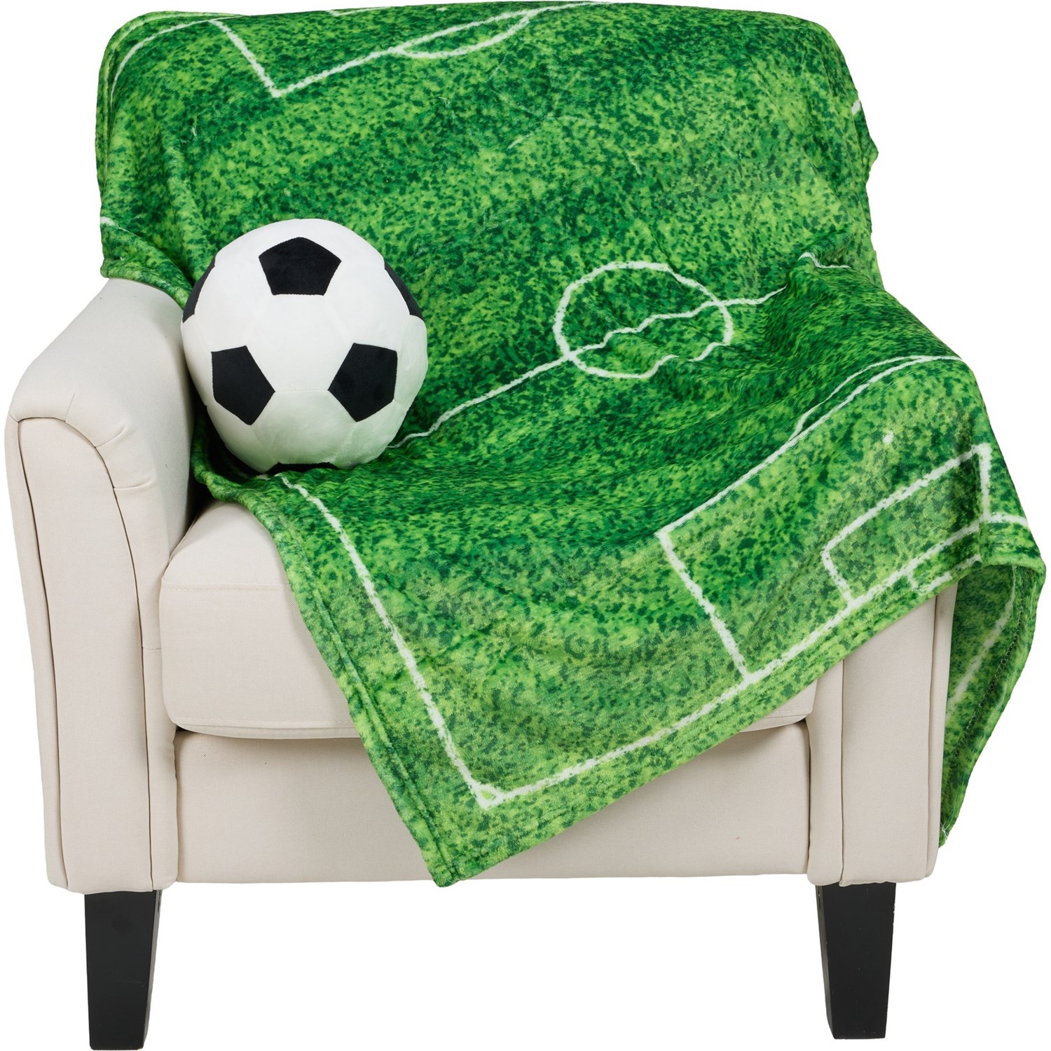 (取寄) サッカー フィールド プラッシュ スロー ブランケット アンド サッカー ボール ピロー セット - GOOD CATCH Soccer Field Plush Throw Blanket and Soccer Ball Pillow Set - 40x50" Soccer
