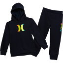 (取寄) ハーレー リトル ボーイズ フリース ブーディ アンド ジョガーズ セット Hurley Little Boys Fleece Hoodie and Joggers Set Obsidian