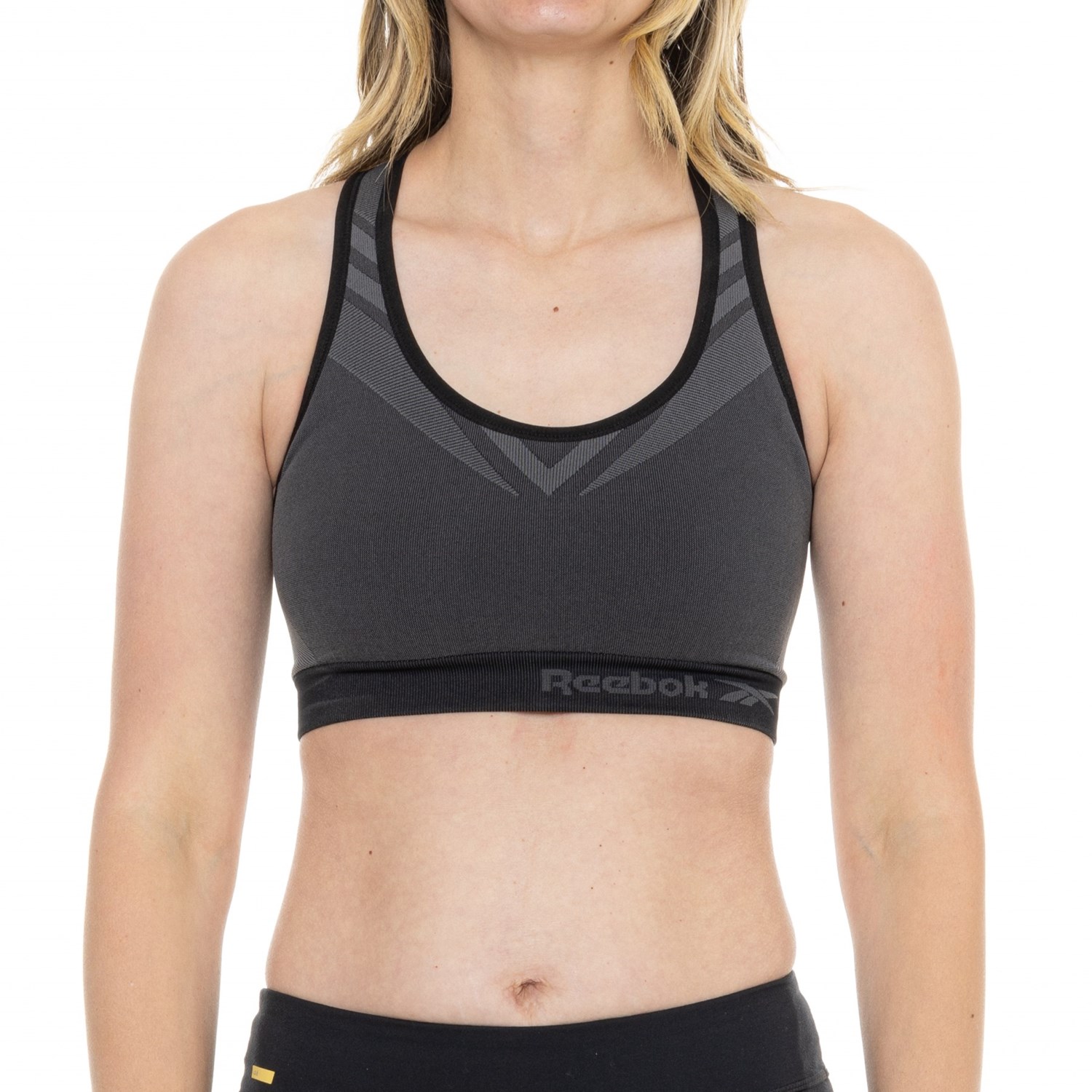 (取寄) リーボック フュージョン シームレス スポーツ ブラ - ミディアム インパクト Reebok Fusion Seamless Sports Bra - Medium Impact Black 1