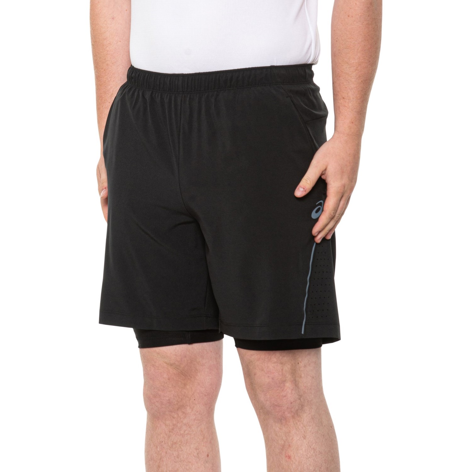 (取寄) アシックス 2-N-1 ショーツ - 7インチ ビルト-イン ライナー ショーツ ASICS 2-N-1 Shorts - 7”, Built-In Liner Shorts Black/Black