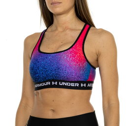 (取寄) アンダーアーマー クロスバック ミッド プリント スポーツ ブラ - ミディアム インパクト Under Armour Crossback Mid Print Sports Bra - Medium Impact Blue