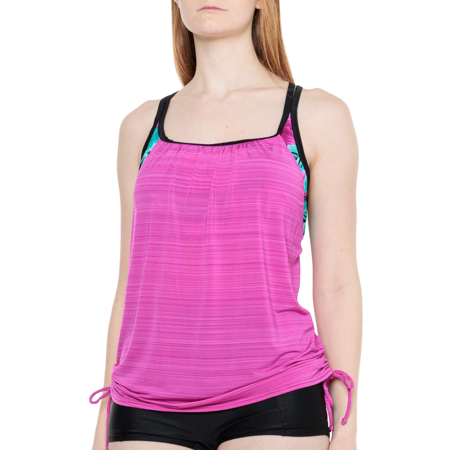 () ݡ С 롼 21 󥭥 ȥå - Upf 30+ ZeroXposur Verdant Ruched 2-in-1 Tankini Top - UPF 30+ Aurora