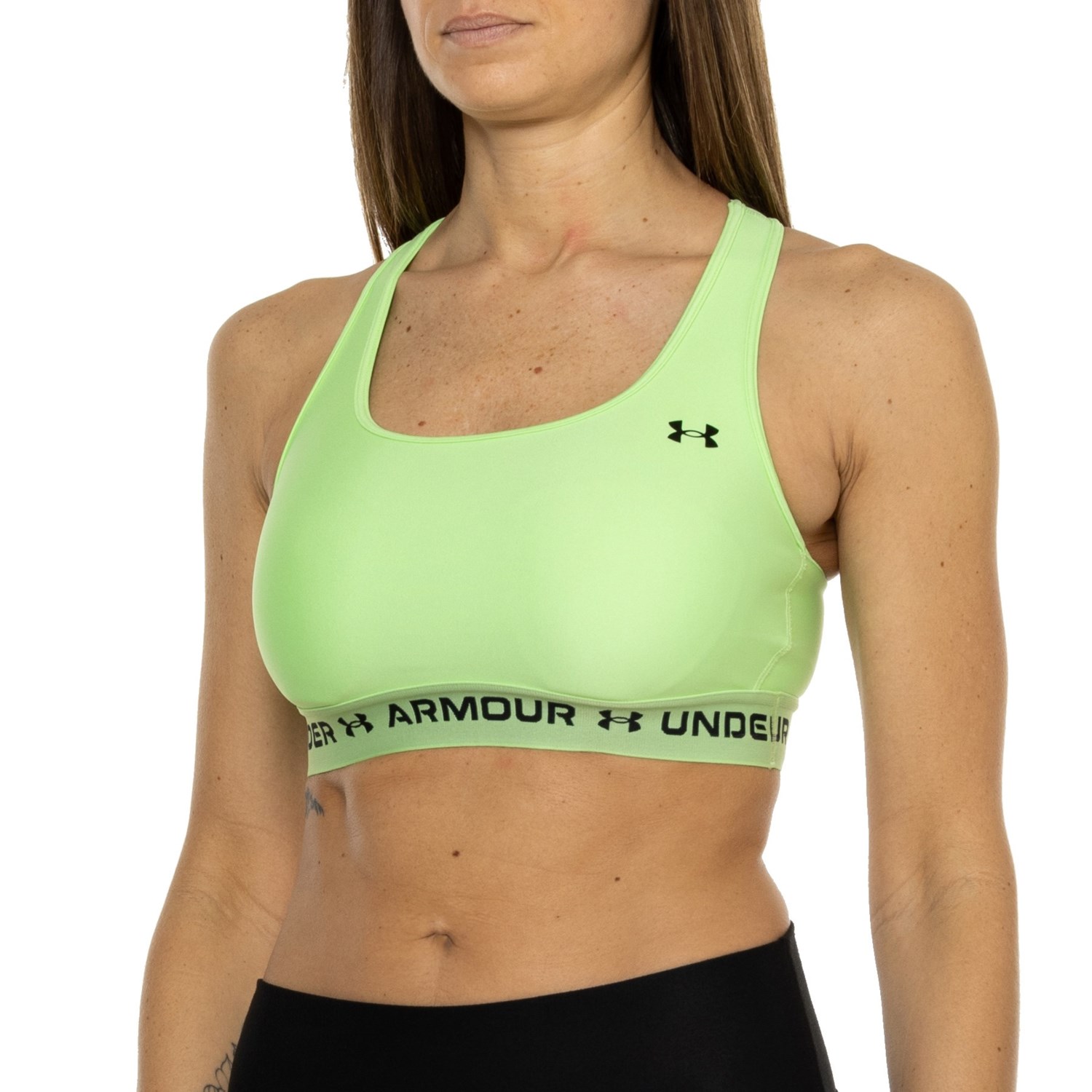 (取寄) アンダーアーマー JD クロスバック ブランデット ブラ - ミディアム インパクト, レイサーバック Under Armour JD Crossback Branded Bra - Medium Impact, Racerback Green