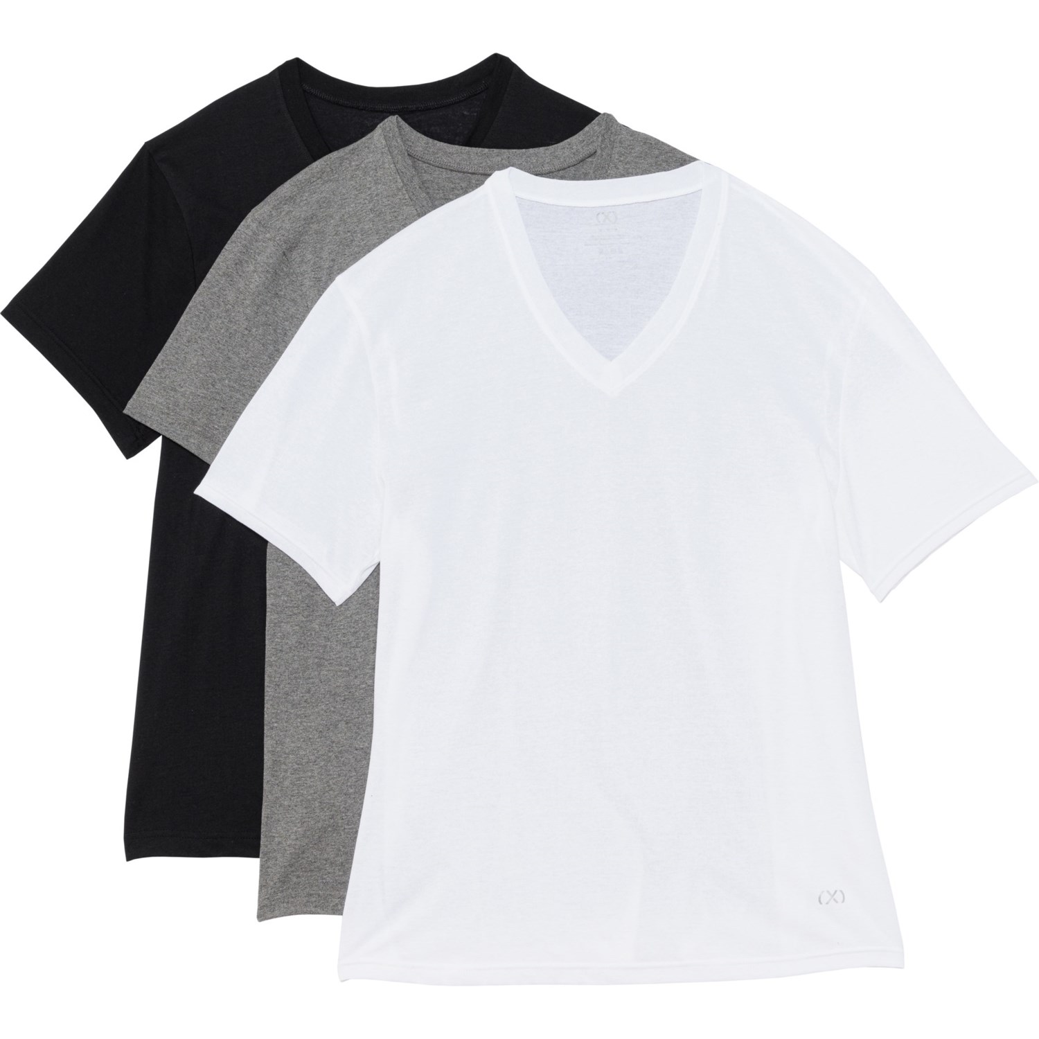 () 2 ѥեޥ-åȥ V- ͥå  - 3-ѥå, 硼 ꡼ 2XIST Performance-Cotton V- Neck Shirt - 3-Pack, Short Sleeve White/Black/Grey