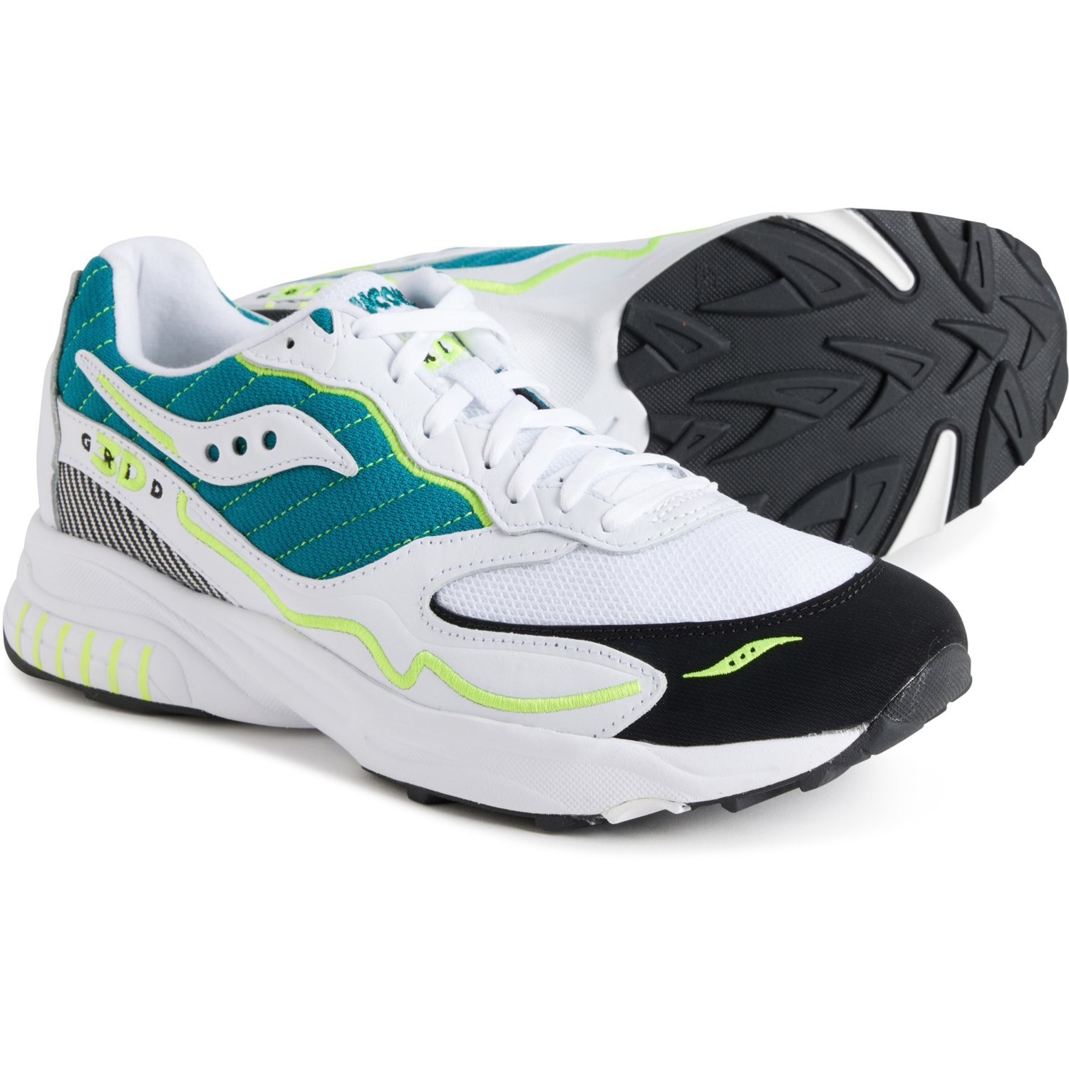 (取寄) サッカニー メンズ 3D グリッド ハリケーン スニーカー Saucony men 3D Grid Hurricane Sneakers (For Men) White/Green