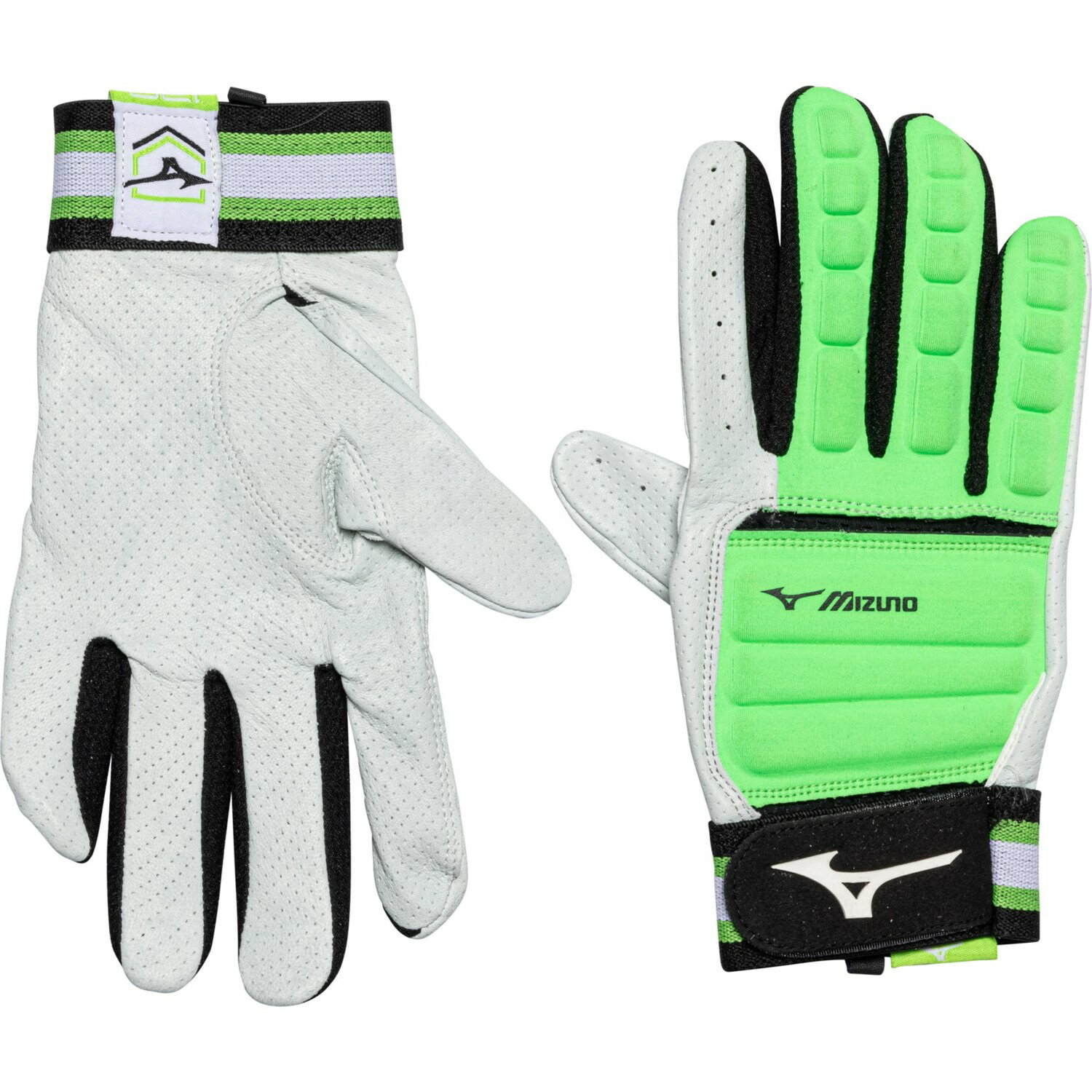 () ~Ym B-130 x[X{[ obeBO O[u - yA Mizuno B-130 Baseball Batting Gloves - Pair Lime Green/Black