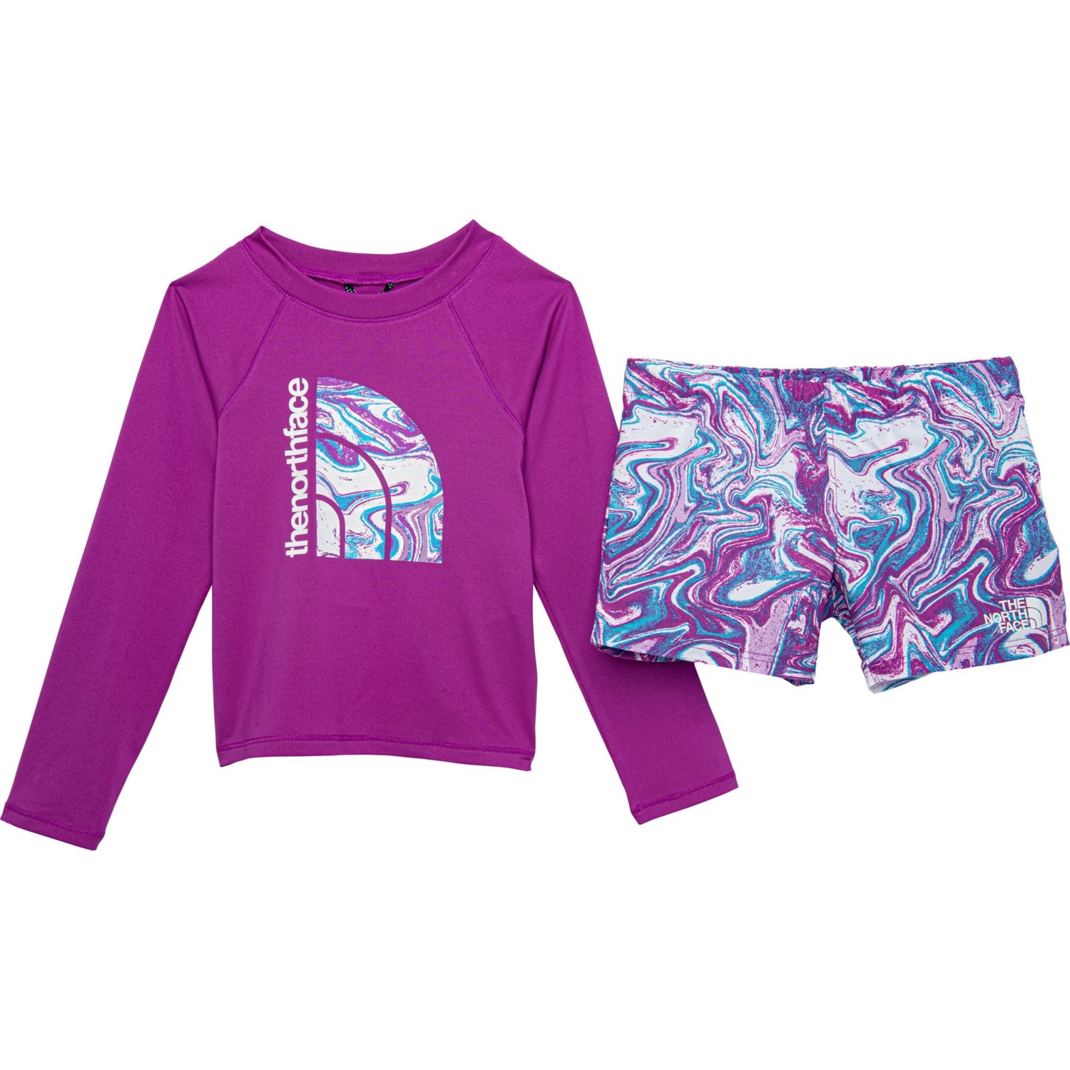 () m[XtFCX gh[ K[Y X|[cEFA Zbg - Upf 40+, O X[u The North Face Toddler Girls Sportswear Set - UPF 40+, Long Sleeve Purple Cactus Flower/Purple Cactus Flower Water Ma