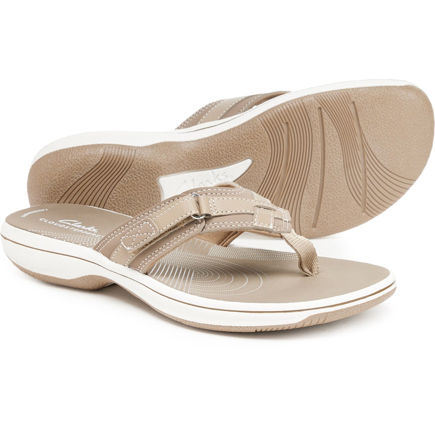 クラークス (取寄) クラークス レディース サンダル ブリーズ シー クラウドステッパーズ Clarks women Breeze Sea Cloudsteppers Flip-Flops Taupe