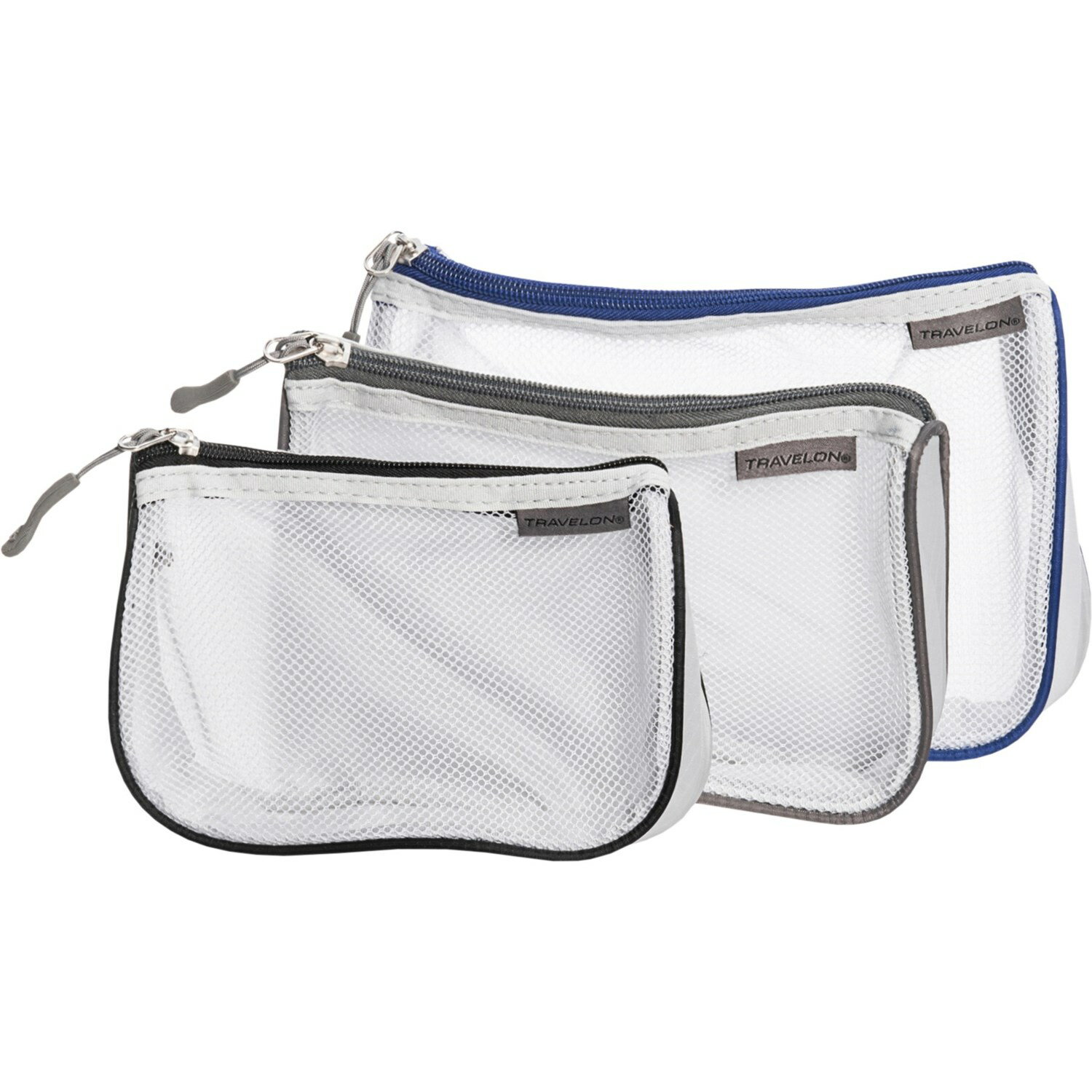 () ȥ٥ 顼-ѥץ ѥå ݡ - 3-ѥå Travelon Color-Piped Packing Pouches - 3-Pack White Mesh