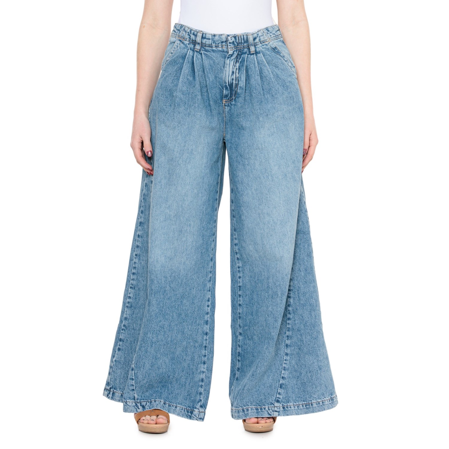 () t[s[v CNCmbNX Ch-bO W[Y Free People Equinox Wide-Leg Jeans Sky