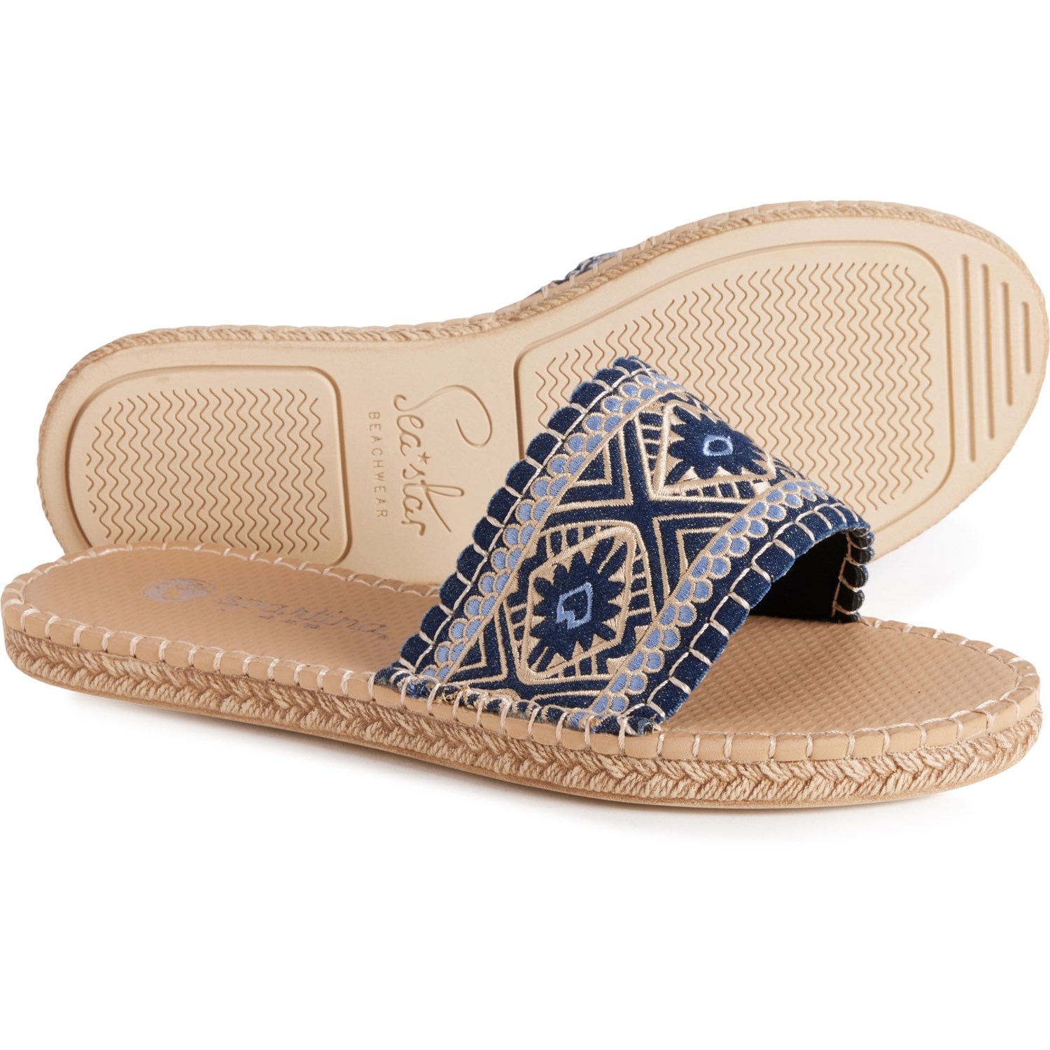 (取寄) シー スター ビーチウェア レディース ソング ボーホー エンブロイダー カバナ スライド Sea Star Beachwear women Peeples Song Boho Embroidered Cabana Slides (For Women) Spartina