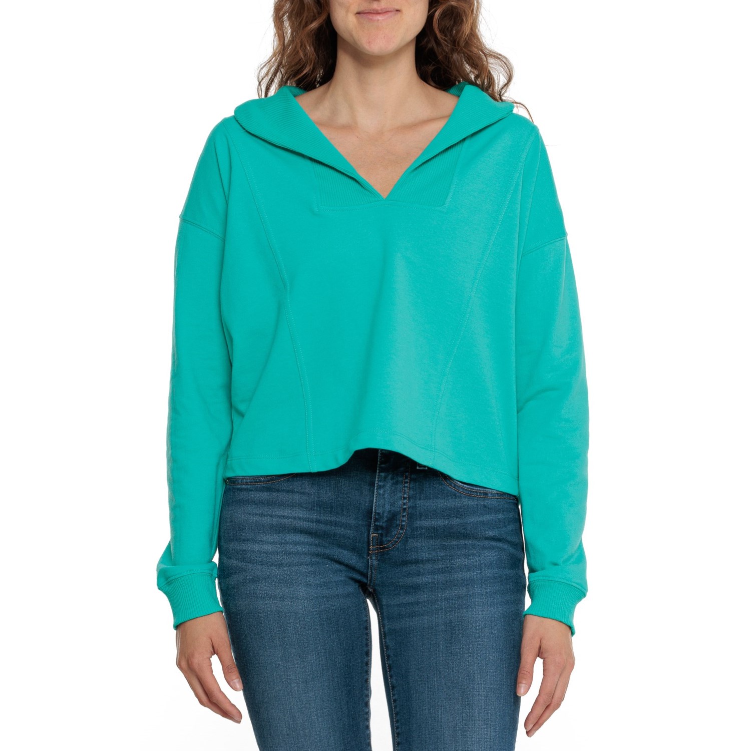 () CCJtHjA uh J[ XEFbgVc C&C California Ribbed Collar Sweatshirt Tropical Teal