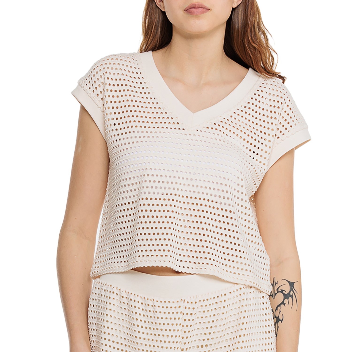 () CCJtHjA I[v EB[u V-lbN Vc - X[uX C&C California Open Weave V-Neck Shirt - Sleeveless Oatmeal