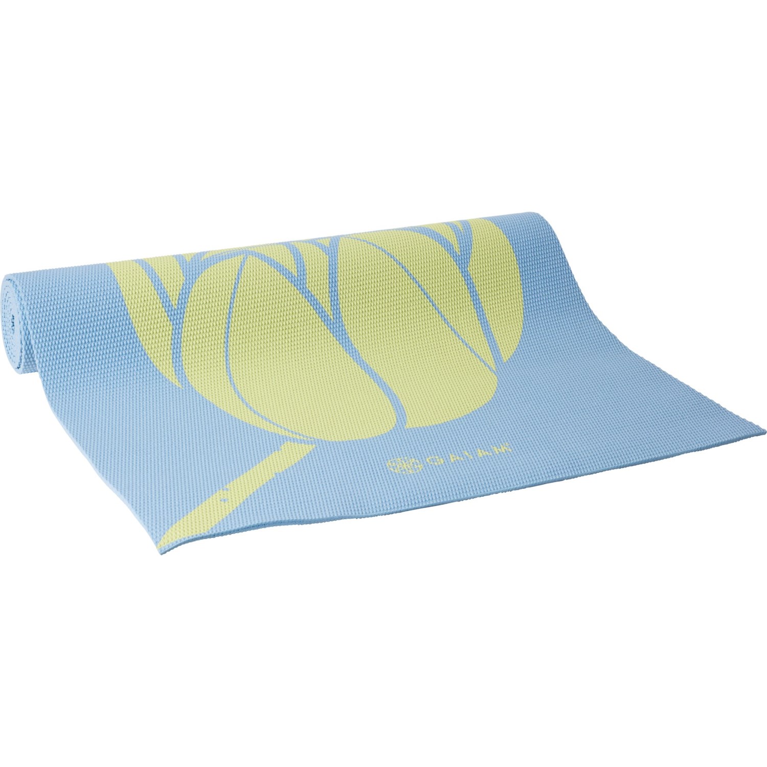 () KCA vebh v~A K }bg - 68x24C`, 5 E Gaiam Printed Premium Yoga Mat - 68x24h, 5 mm Lotus Flowers Lime Blue