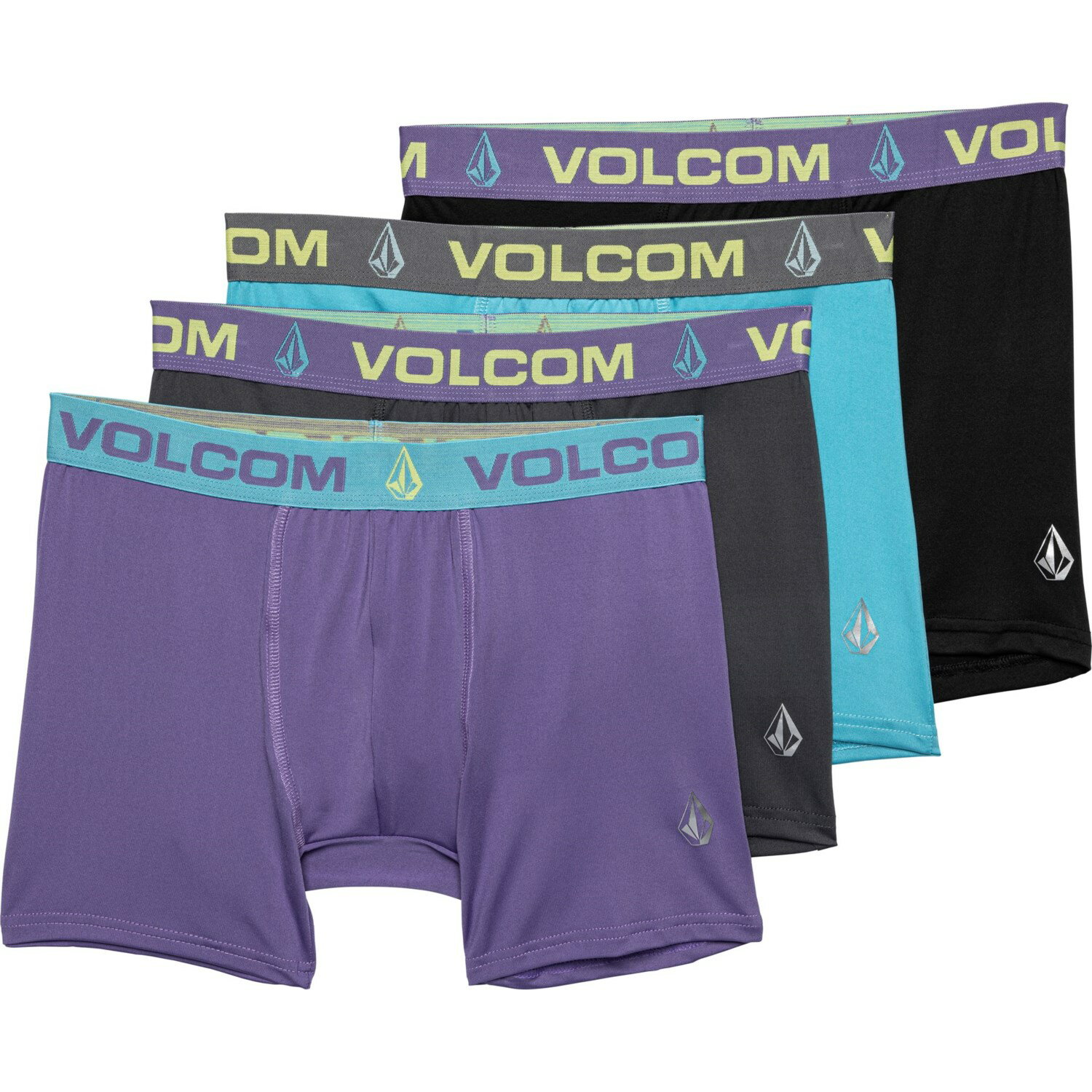 (取寄) ボルコム ハイ-パフォーマンス ボクサー ブリーフ - 4-パック Volcom High-Performance Boxer Briefs - 4-Pack Black/Teal/Gray/Purple