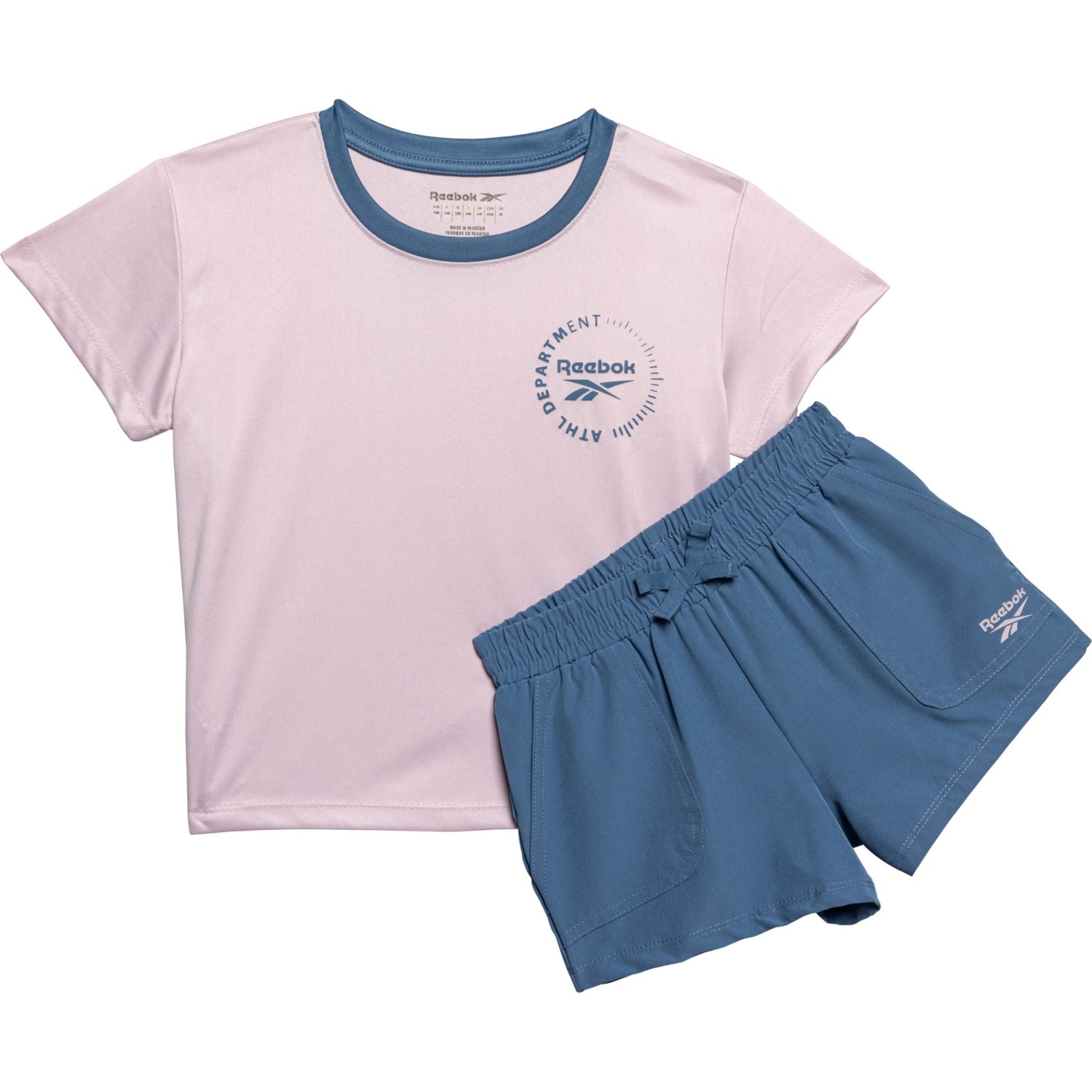 () [{bN gh[ K[Y vC Vc Ah V[c Zbg - V[g X[u Reebok Toddler Girls Play Shirt and Shorts Set - Short Sleeve Blue Slate