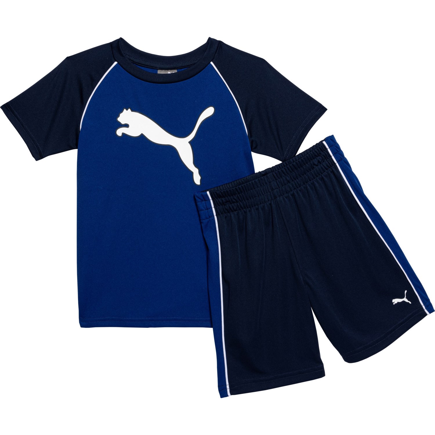 () ס ȥɥ顼 ܡ 󥿡å ϥ-ѥեޥ T-  硼 å - 硼 ꡼ Puma Toddler Boys Interlock High-Performance T-Shirt and Shorts Set - Short Sleeve 400 Cobalt Glaze