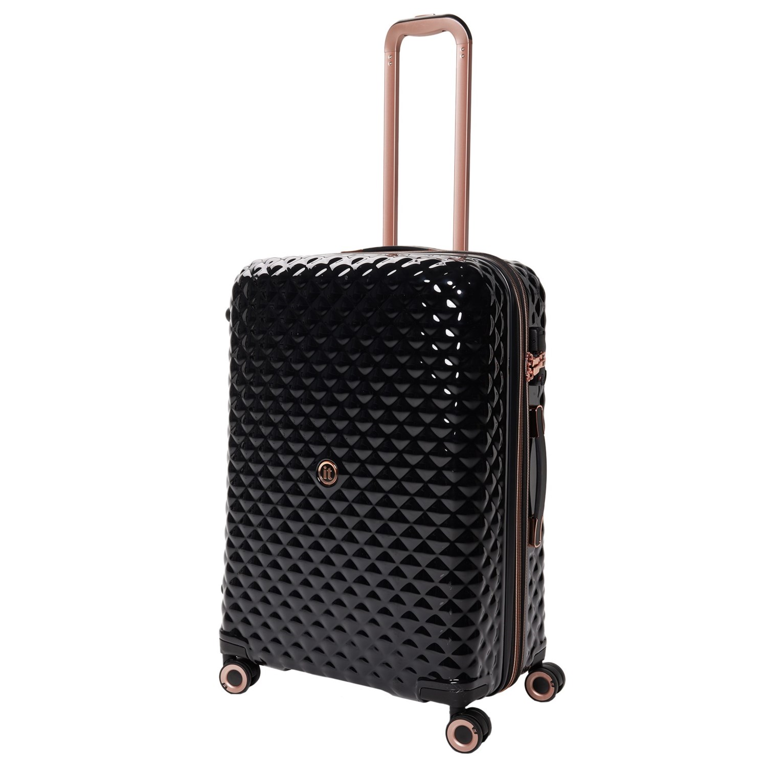 () ITQbW 27C` ObW[ Xsi[ X[cP[X - n[hTCh, GNXp_u, ubN IT Luggage 27h Glitzy Spinner Suitcase - Hardside, Expandable, Black Black