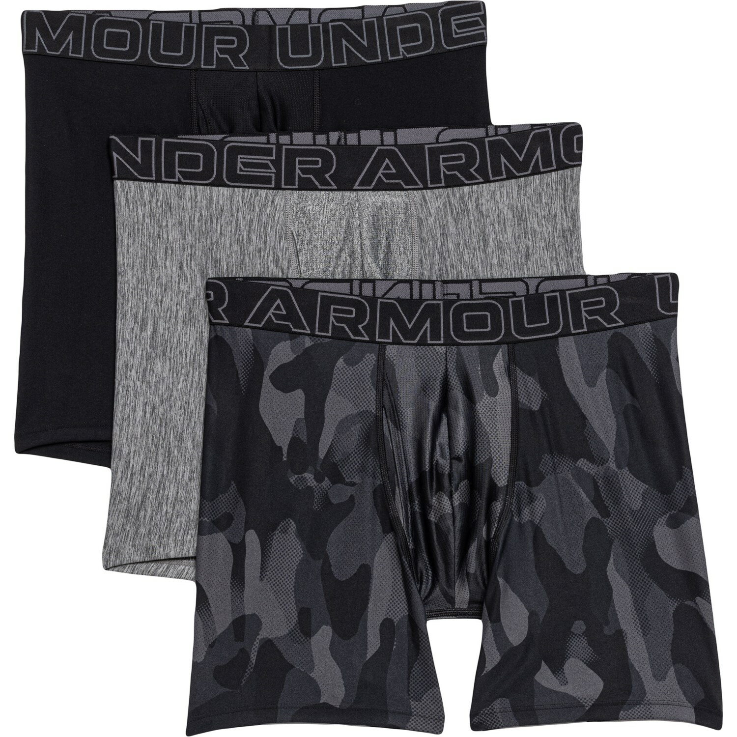 () ޡ ܥå ѥեޥ-ƥå ܥ ֥꡼ - 3-ѥå Under Armour Boxerjock Performance-Tech Boxer Briefs - 3-Pack Black Neo Camo/Black/Castlerock Heather