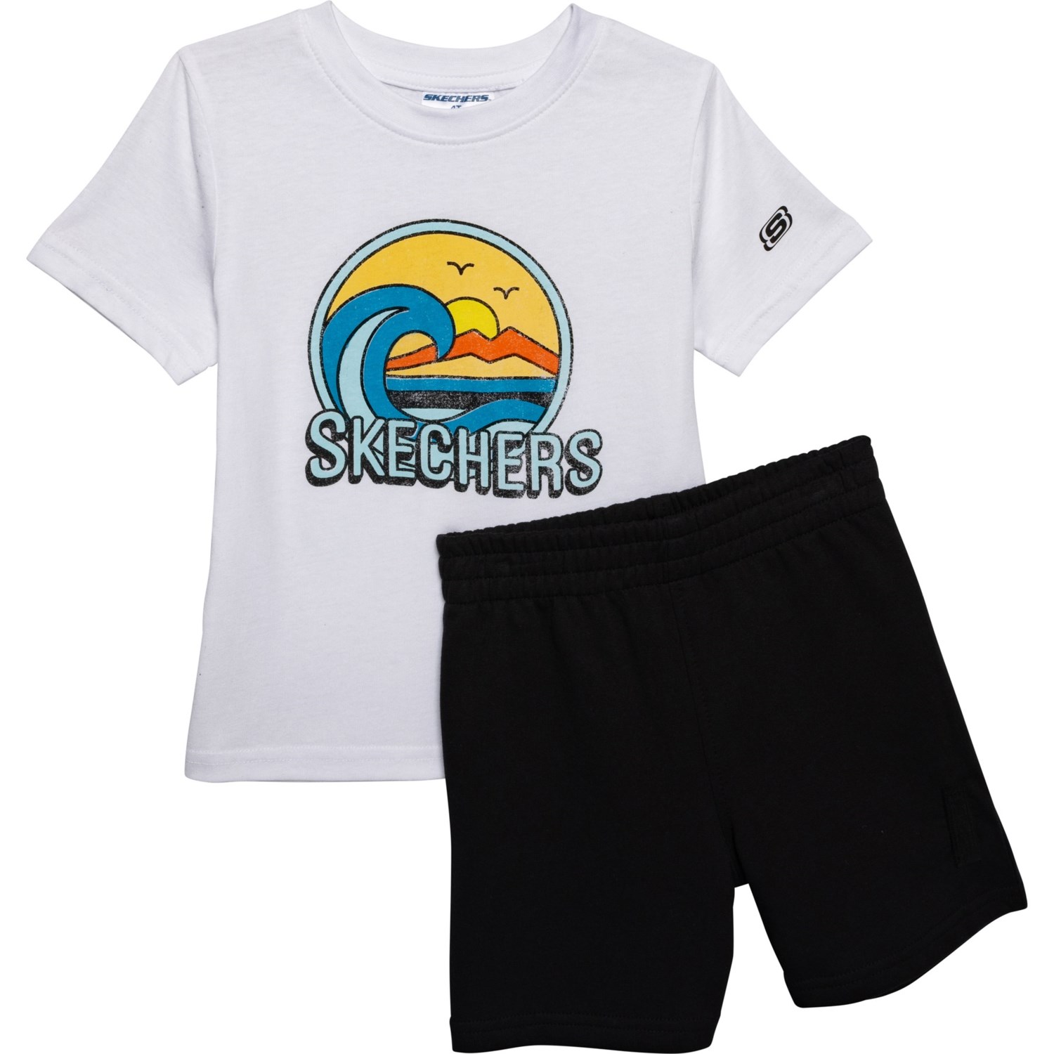 () XPb`[Y gh[ {[CY fBXgX XEF OtBbN T-Vc Ah V[c Zbg - V[g X[u Skechers Toddler Boys Distressed Swell Graphic T-Shirt and Shorts Set - Short Sleeve White/Black