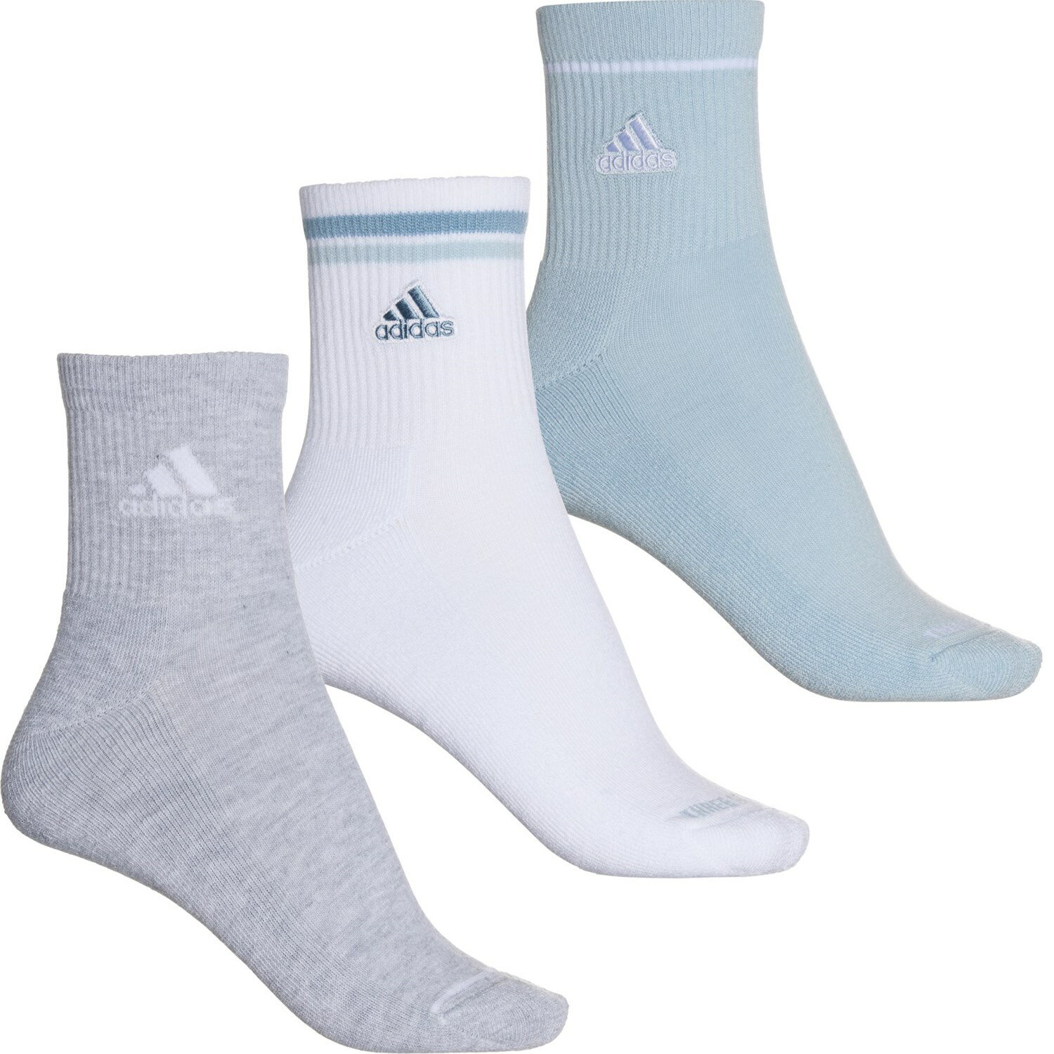 () AfB_X fB[X NbV X|[c 2.0 GAfB \bNX adidas women Cushioned Sport 2.0 AEROREADY Socks (For Women) Wonder Blue/Cool Light Heather/White