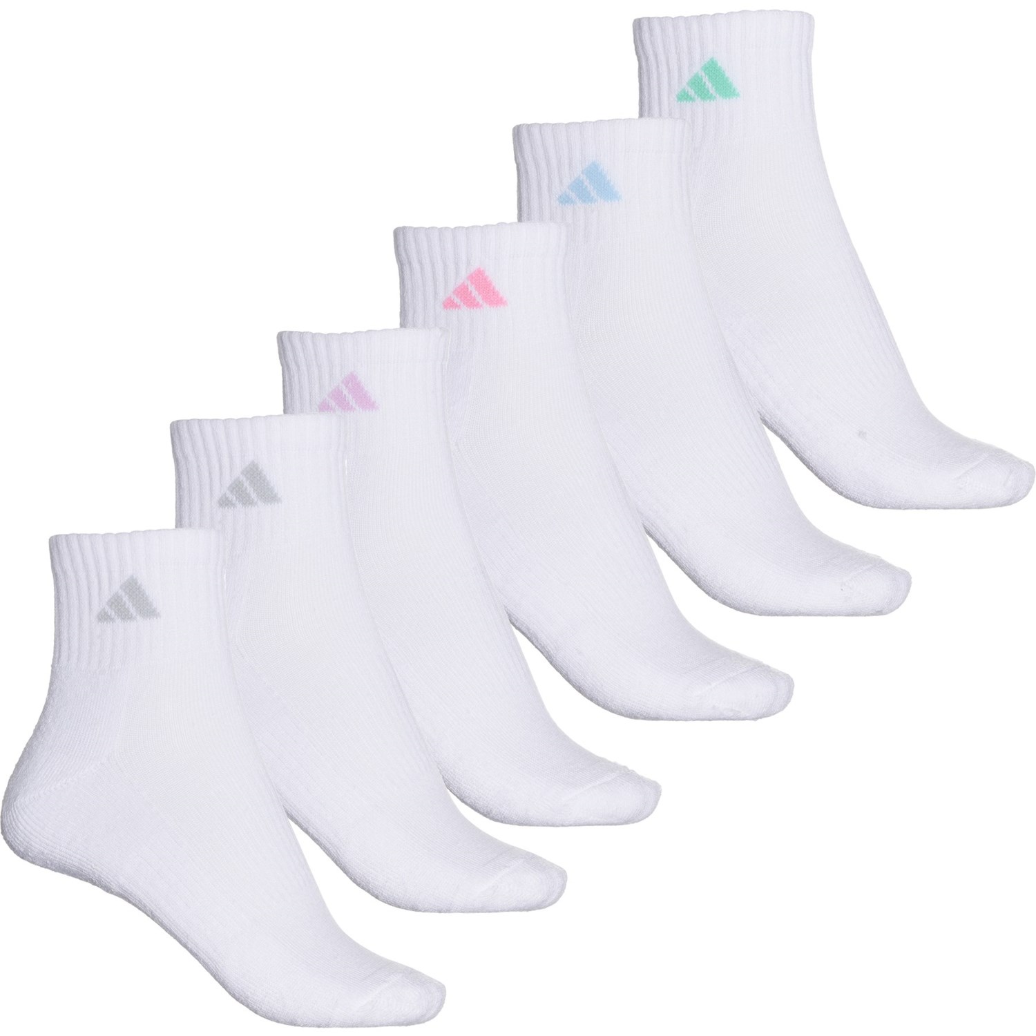 (取寄) アディダス レディース アスレチック クッション ソックス adidas women Athletic Cushioned Socks (For Women) White/Clear Sky Blue/Bliss Lilac Purple