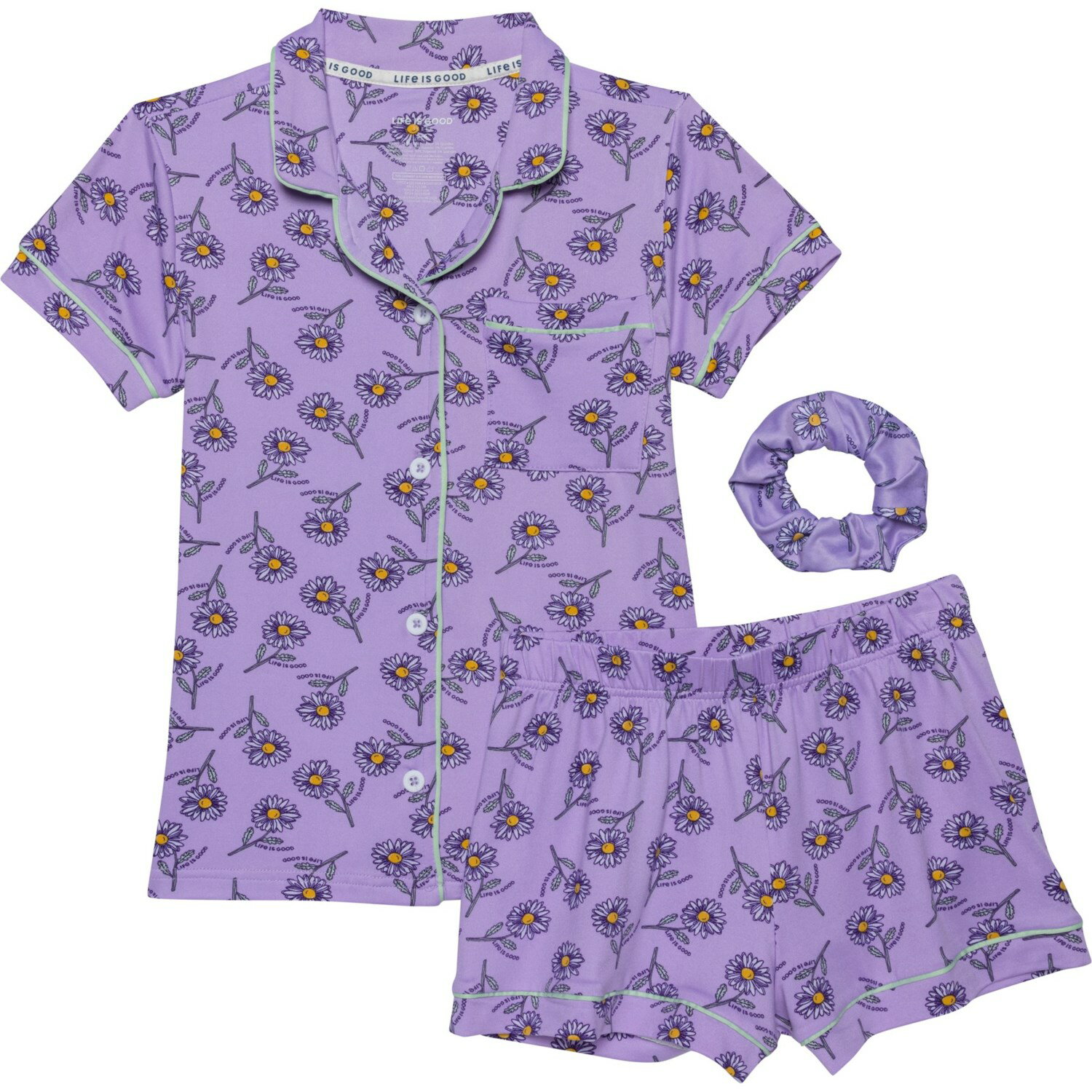Rakuten - (取寄) ライフイズグッド キッズ ライフ イズ グッド リトル ガールズ プリンテッド パジャマ - ショート スリーブ Life is Good kids Life is GoodLittle Girls Printed Pajamas - Short Sleeve Sage Green_Lilac Purple