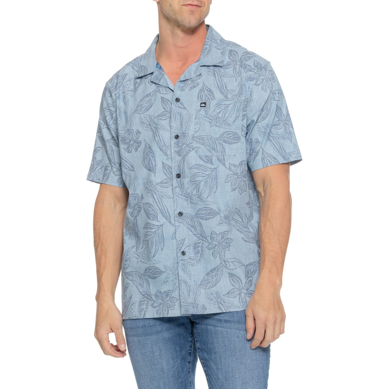 (取寄) クイックシルバー メンズ クイックシルバー エクスプロレイション フローラル プリント シャツ - ショート スリーブ Quiksilver men Exploration Floral Print Shirt - Short Sleeve Blue Shadow