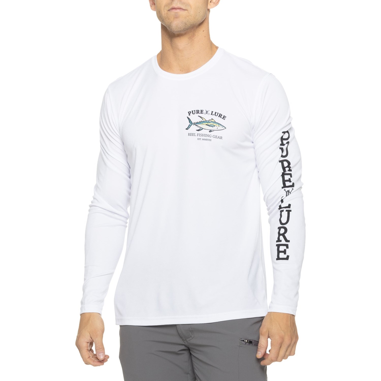 (取寄) メンズ ピュア ルアー リール チューン T-シャツ - Upf 50以上, ロング スリーブ Pure Lure men Reel Tune T-Shirt - UPF 50+, Long Sleeve White