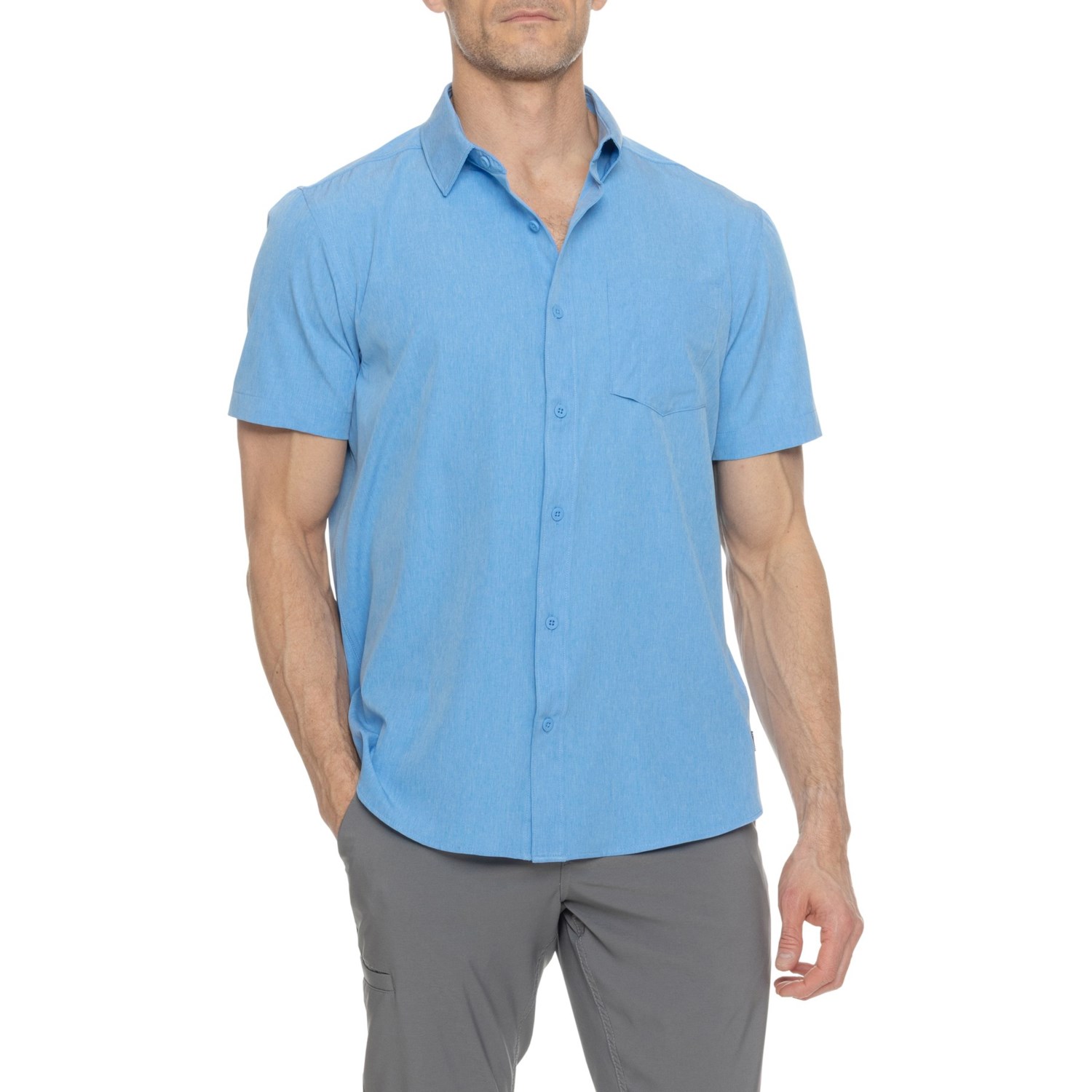 Rakuten - (取寄) ハーレー メンズ ハーレー テック シャンブレー ウーブン シャツ - ショート スリーブ Hurley men Tech Chambray Woven Shirt - Short Sleeve Aquifer