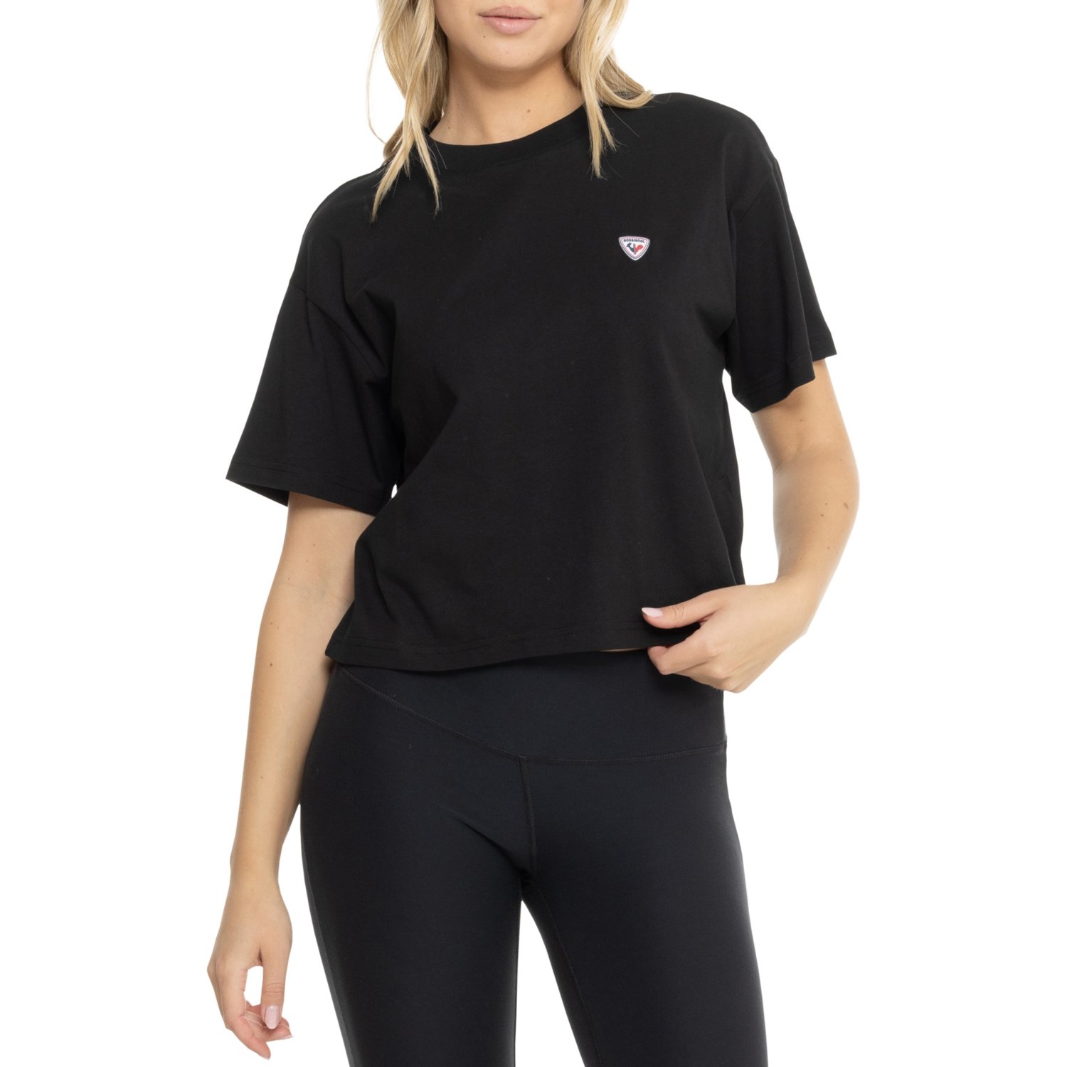 (取寄) ロシニョール レディース ロシニョール ロッシ クロップド T-シャツ - ショート スリーブ Rossignol women Rossi Cropped T-Shirt - Short Sleeve Black