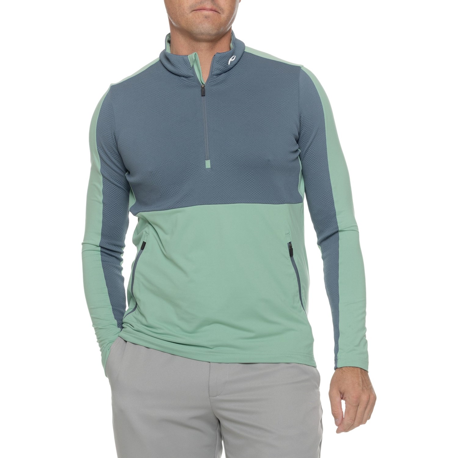 Other - (取寄) チュース メンズ シャツ - ジップ ネック, ロング スリーブ KJUS men Delian Shirt - Zip Neck, Long Sleeve Mineral_Steel Blue