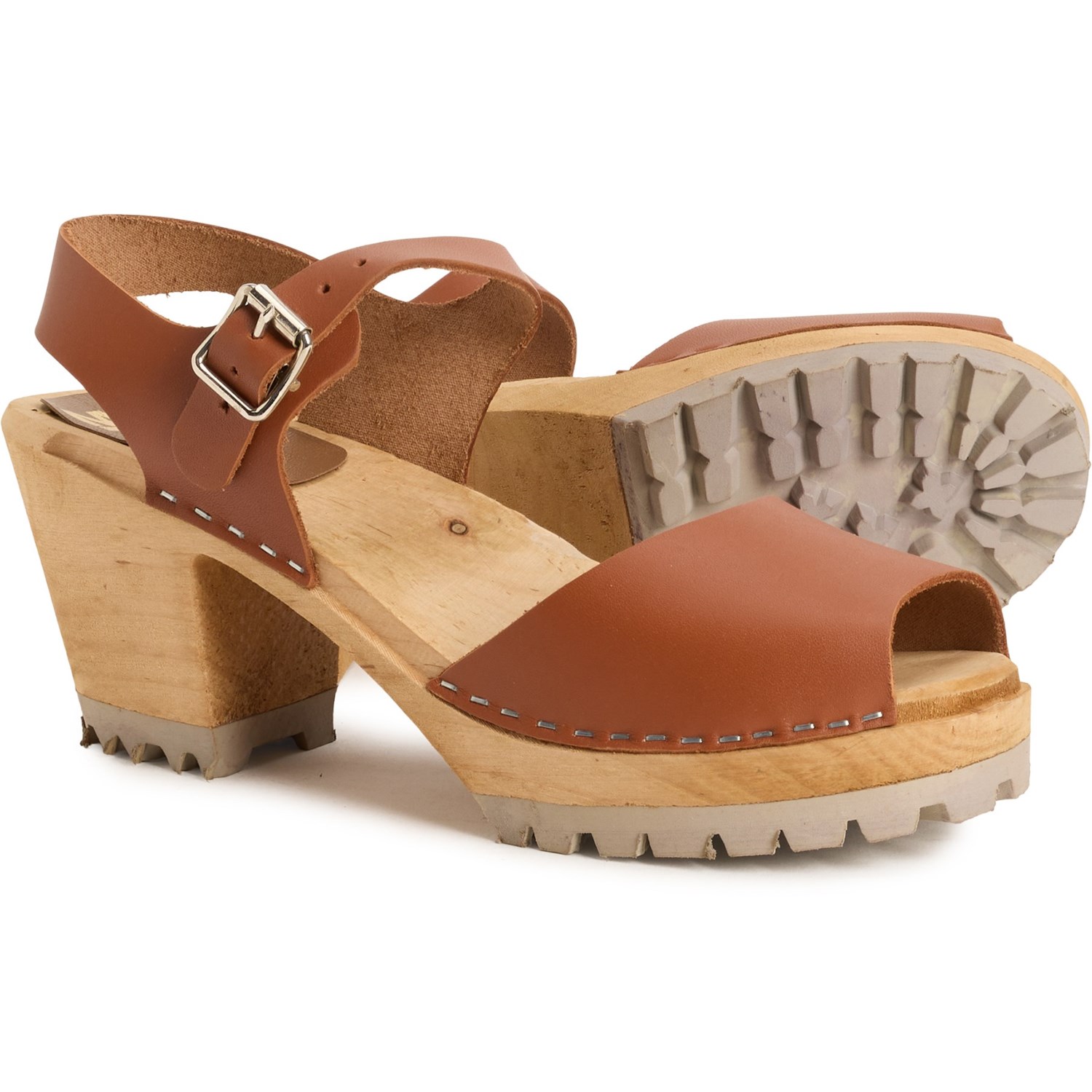 (取寄) ミア レディース ミア メイド イン ヨーロッパ グレタ スウィーディッシュ クロッグ サンダル - レザー MIA women Made in Europe Greta Swedish Clog Sandals - Leather (For Women) Luggage