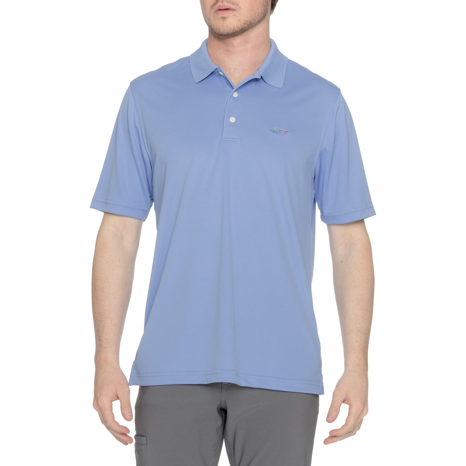 (取寄) グレッグノーマン メンズ グレッグ ノーマン ニット ポロ シャツ - ショート スリーブ Greg Norman men Knit Polo Shirt - Short Sleeve Azurine