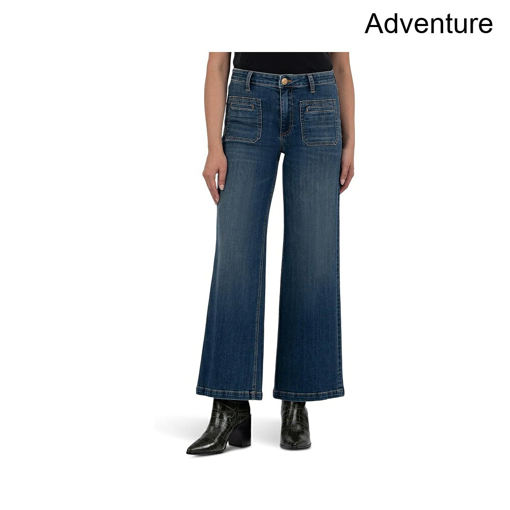 (取寄) カット フロム ザ クロス ハイライズワイドレッグジーンズフロントアンドバックパッチポケット kut from the kloth Jean High Rise Wide Leg Front And Back Patch Pockets