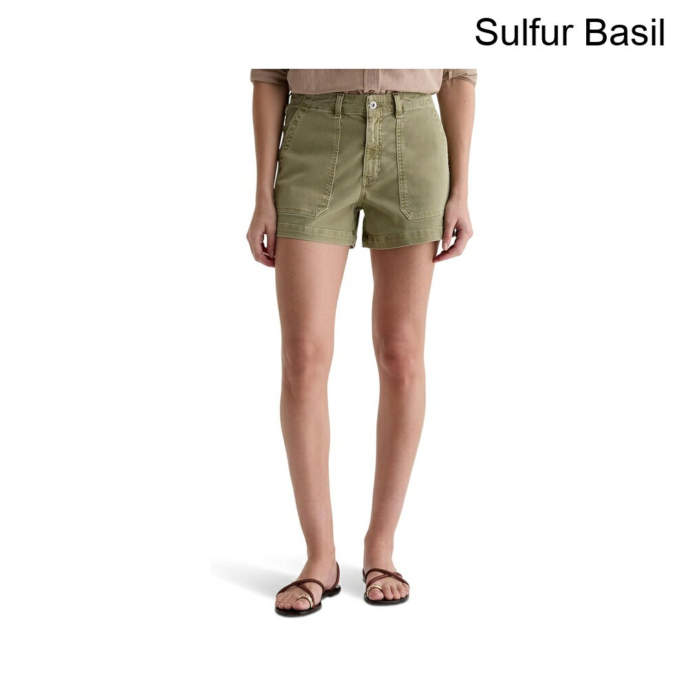(取寄) エージー・ジーンズ アナレイミッドライズユーティリティショーツインサルファーバジル ag jeans Analeigh Mid-Rise Utility Shorts in Sulfur Basil