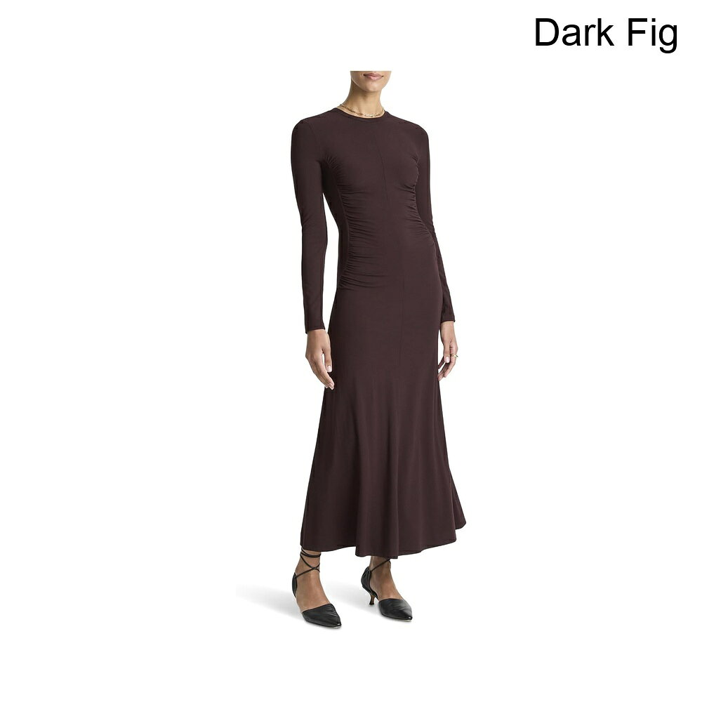 (取寄) ヴィンス ロングスリーブクルー曲線シームルーシュドレス vince Long Sleeve Crew Curved Seam Rouched Dress