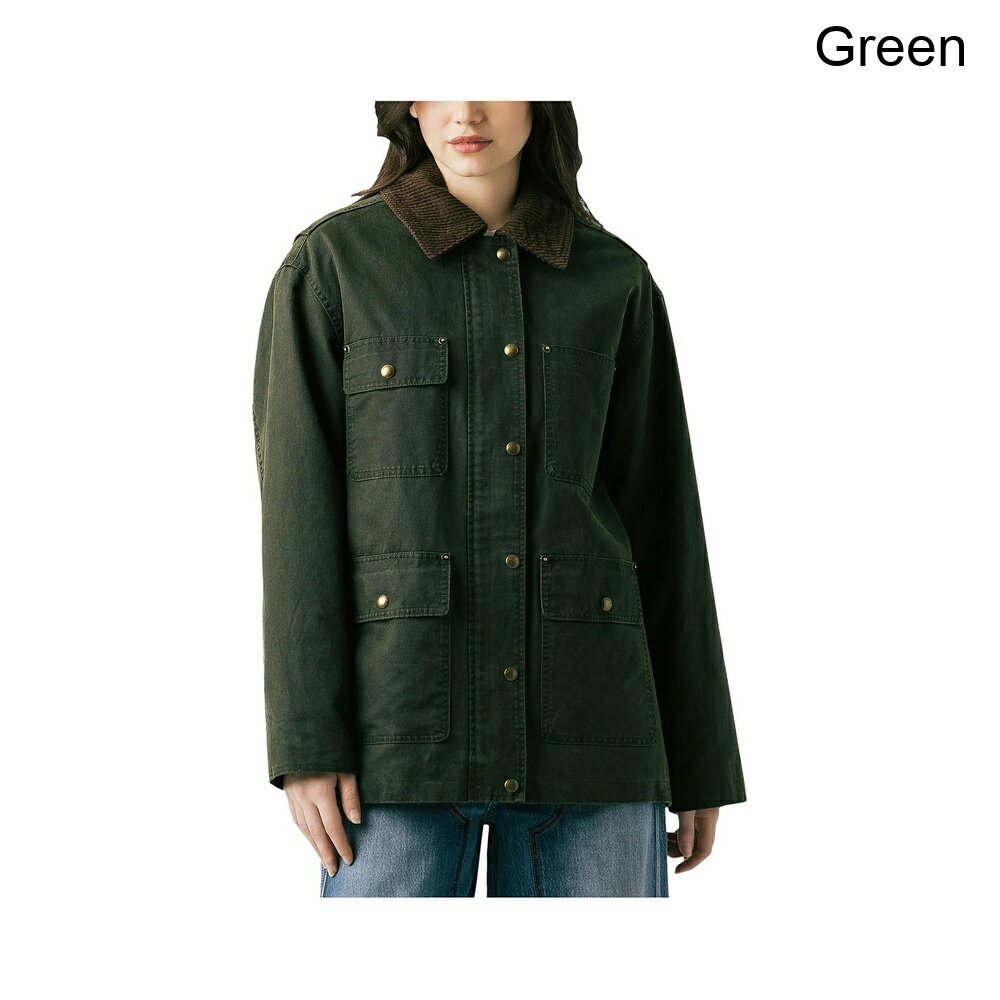 (取寄) ブランク nyc キャッチングアブレイクコーティッドバーンジャケットコーデュロイカラーのディテール blank nyc Catching A Break Coated Barn Jacket With Corduroy Collar Detail
